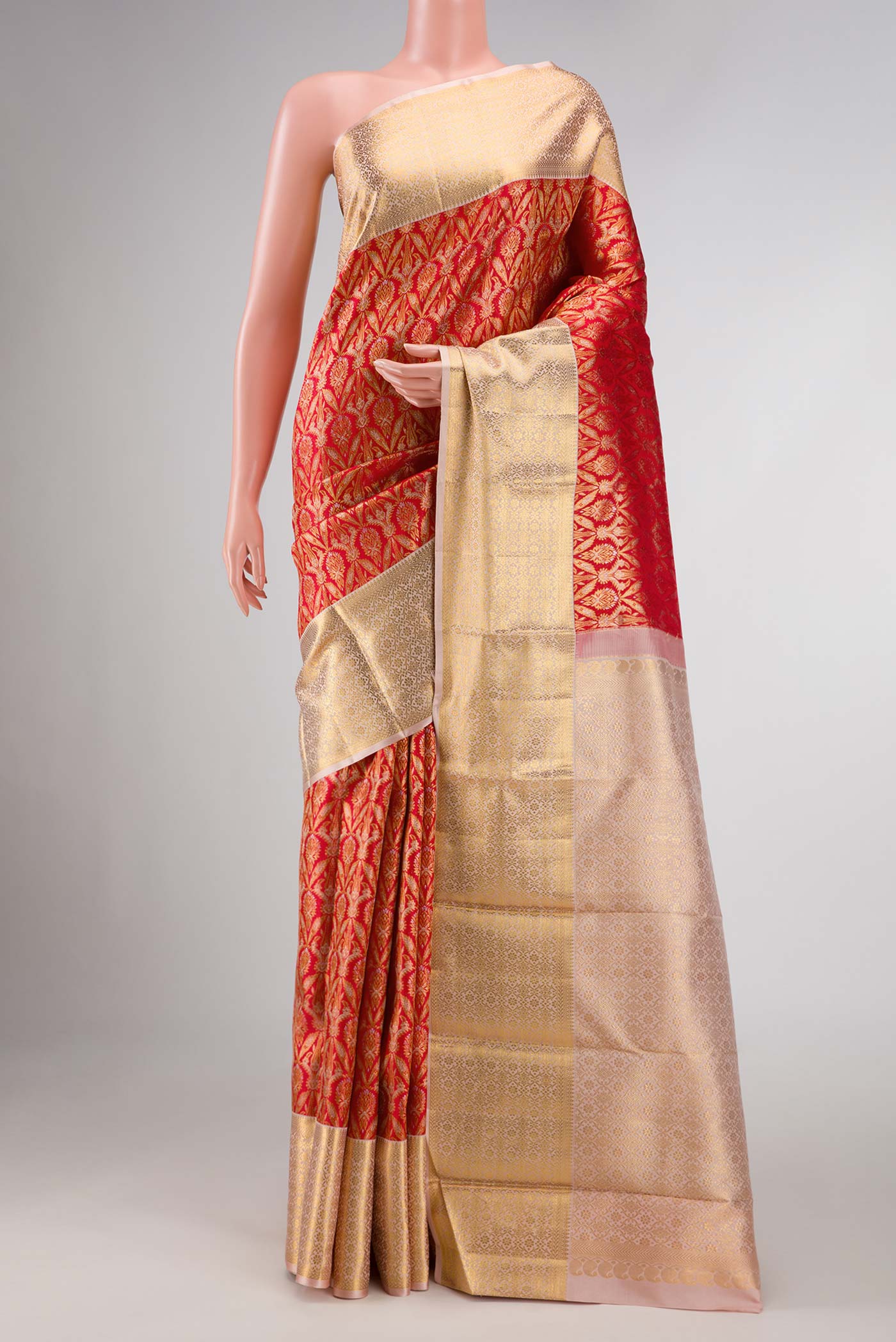 Red Dual Tone Kanchipuram Silk Saree