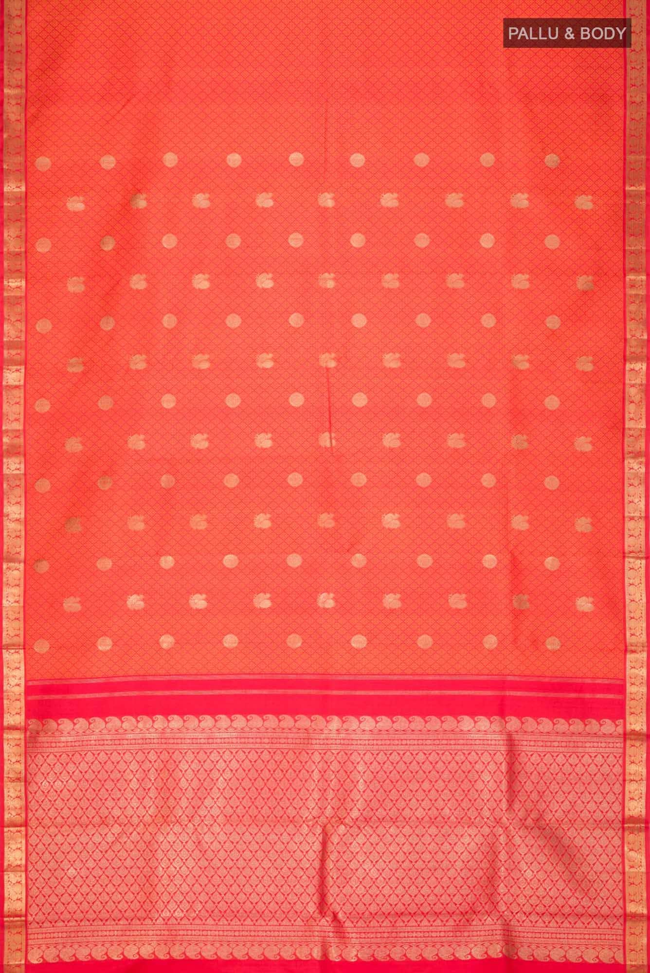 Red Dual Tone Kanchipuram Silk Saree - Image 4