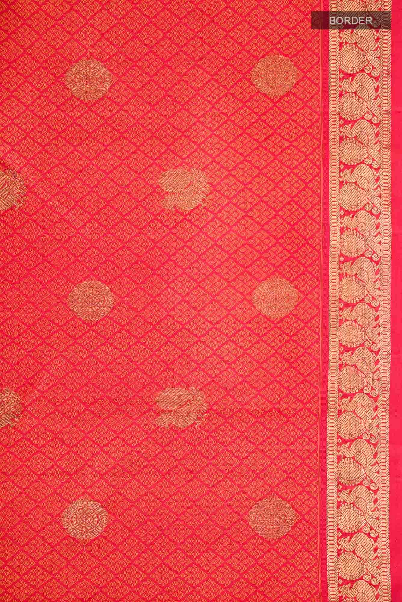 Red Dual Tone Kanchipuram Silk Saree - Image 5
