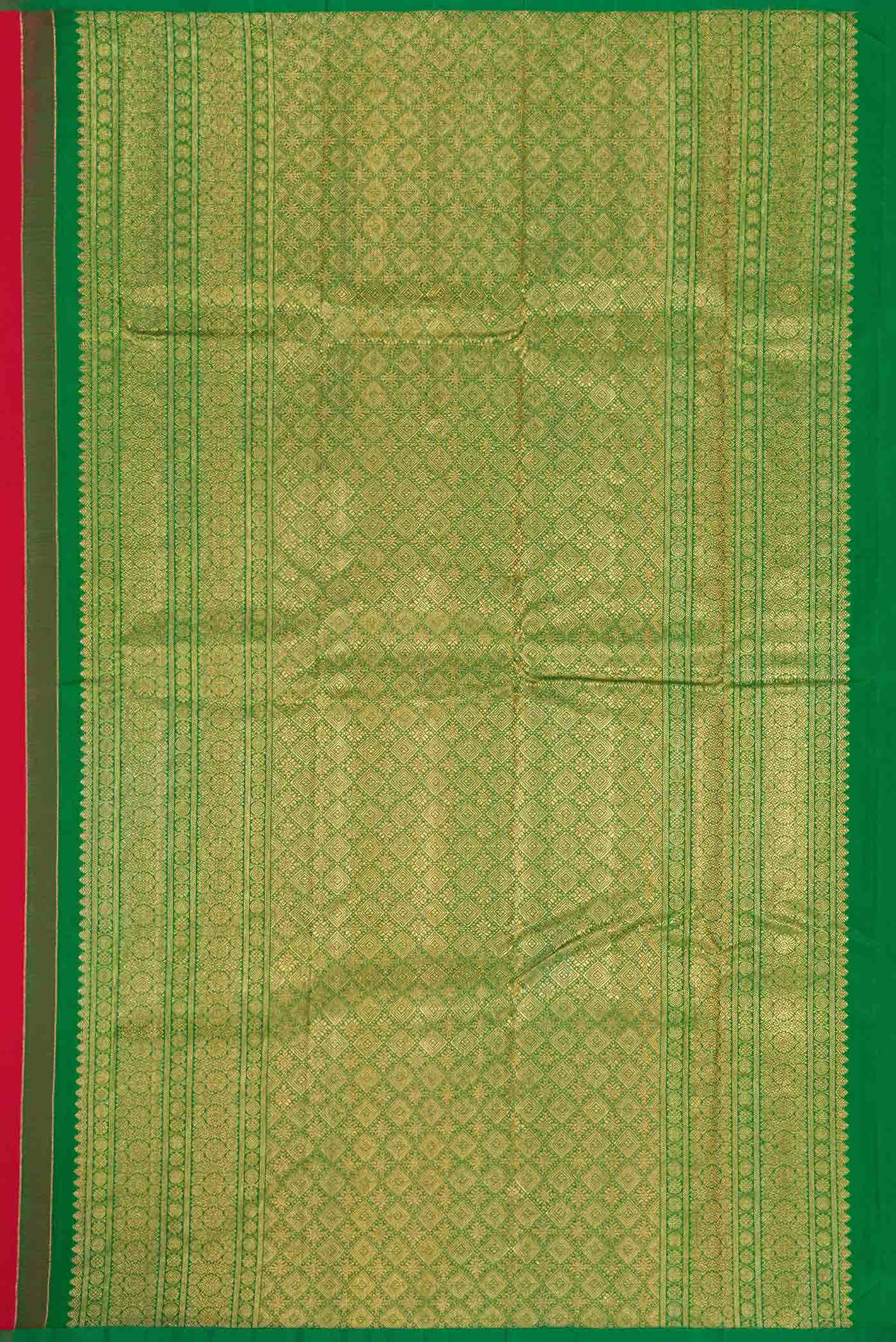 Pure Silk Pure Zari Red Dual Tone Kanchipuram Saree - Image 5