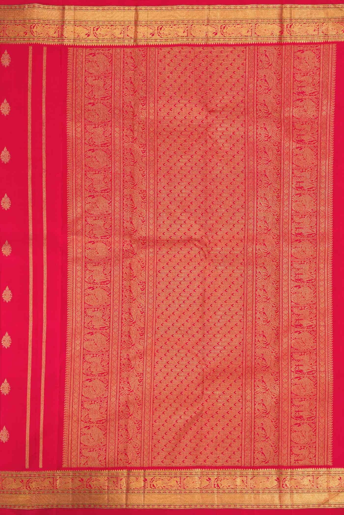 Pure Silk Pure Zari Red Dual Tone Kanchipuram Saree - Image 5