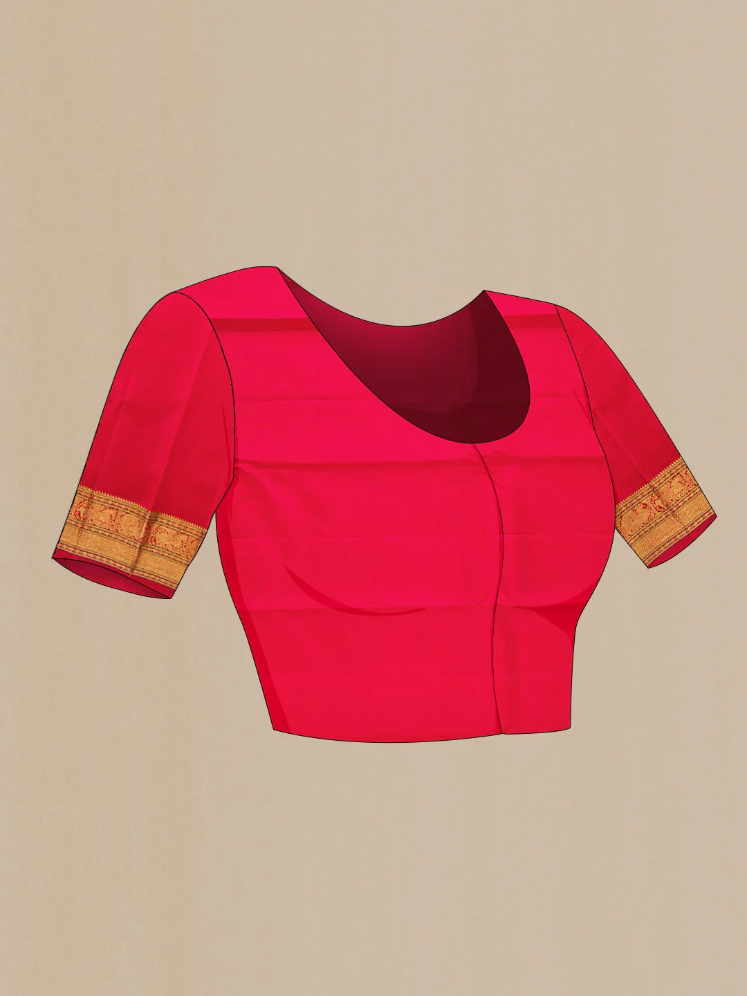 Pure Silk Pure Zari Red Dual Tone Kanchipuram Saree - Image 7