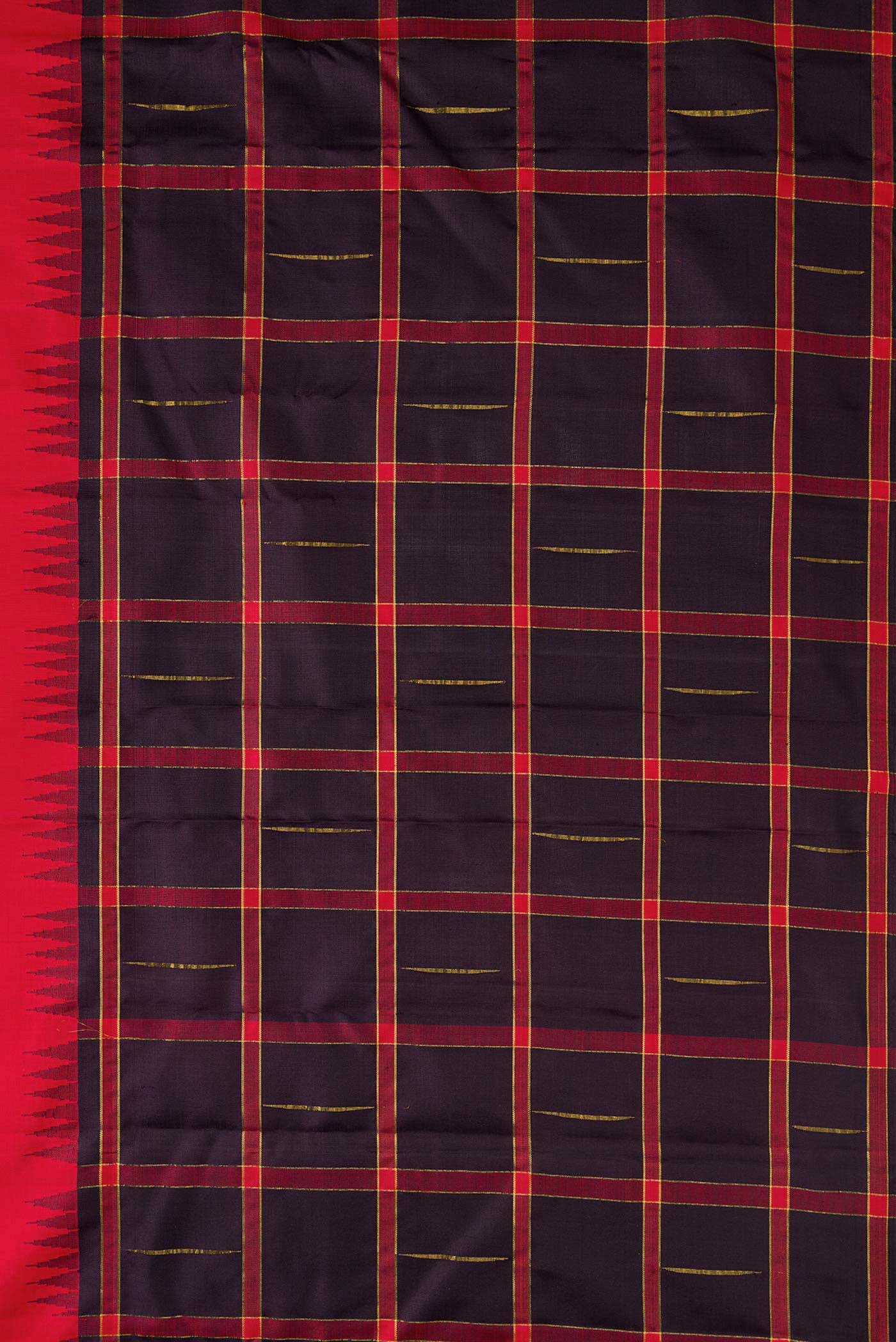 Pure Silk Pure Zari Red Dual Tone Kanchipuram Saree - Image 5