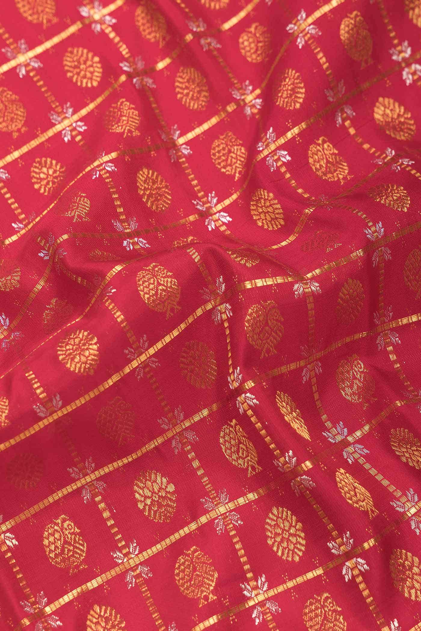 Red Dual Tone Kanchipuram Silk Saree - Image 3