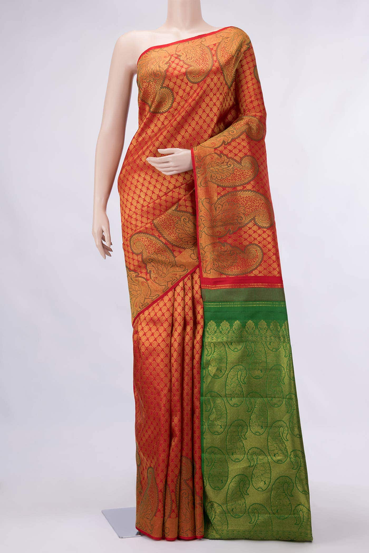 Red Dual Tone Kanjivaram Silk Saree