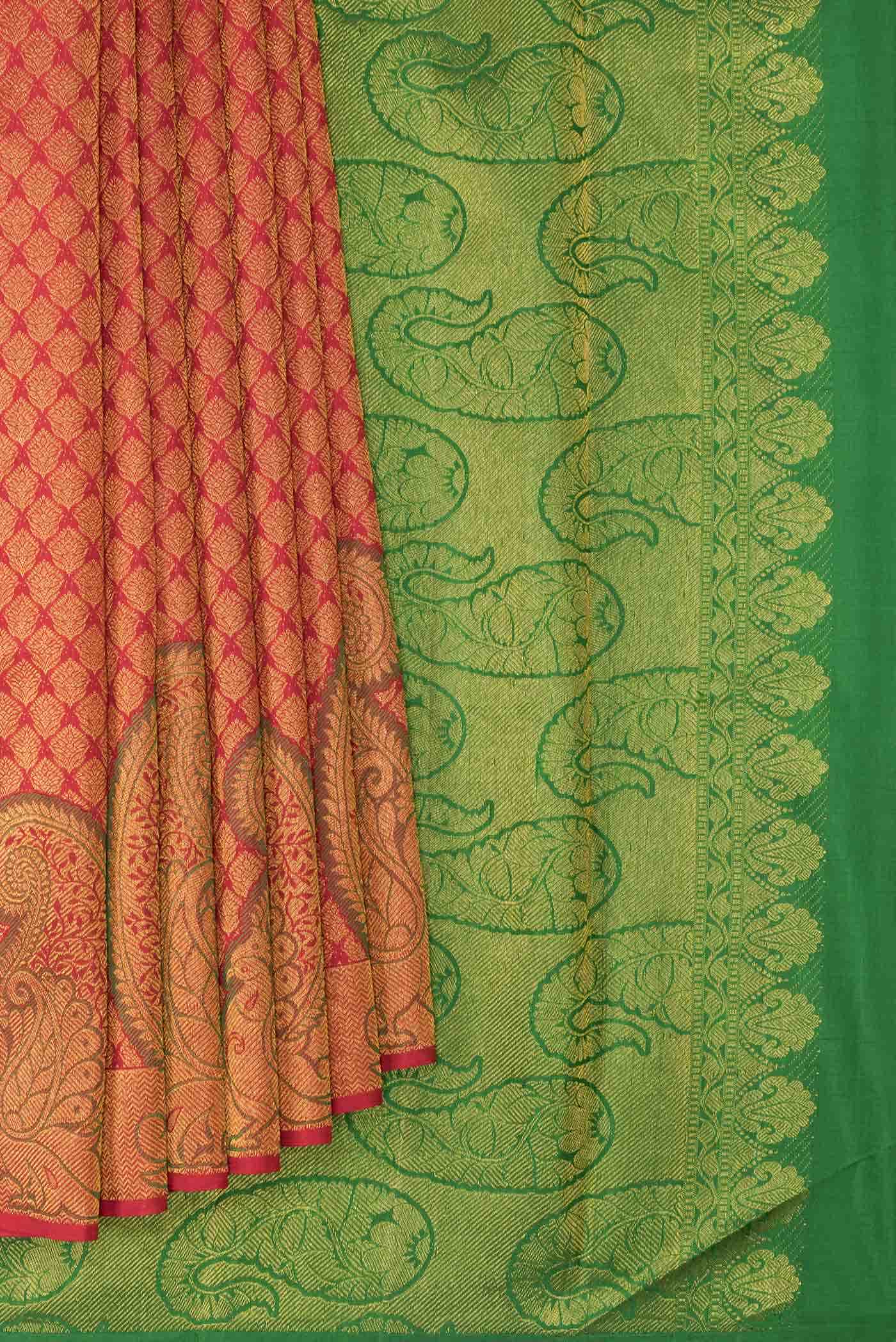 Red Dual Tone Kanjivaram Silk Saree - Image 2