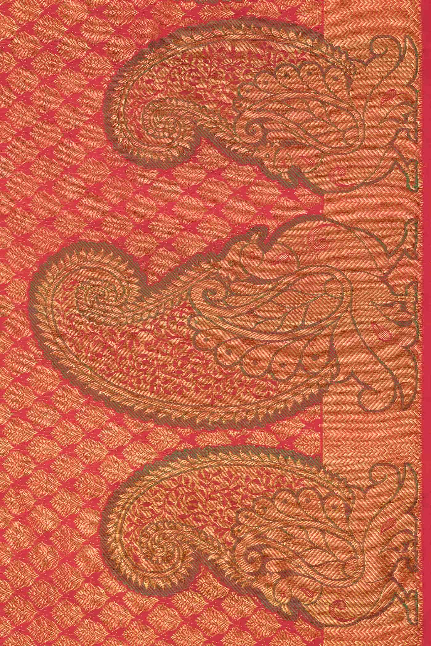 Red Dual Tone Kanjivaram Silk Saree - Image 6