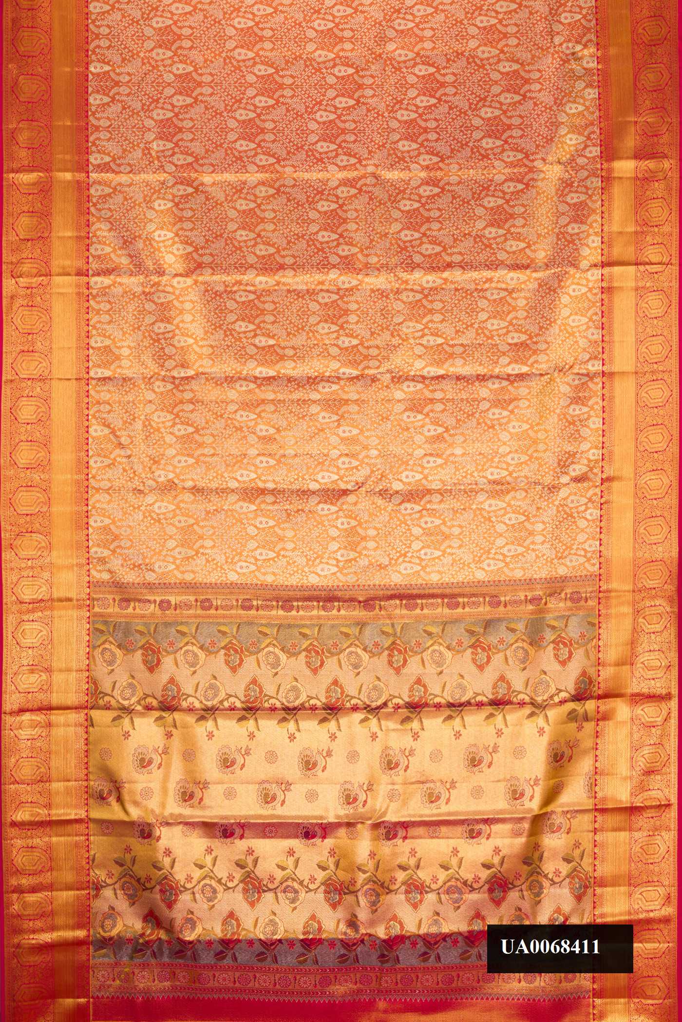 Red Dual Tone Kanchipuram Tissue Silk Saree