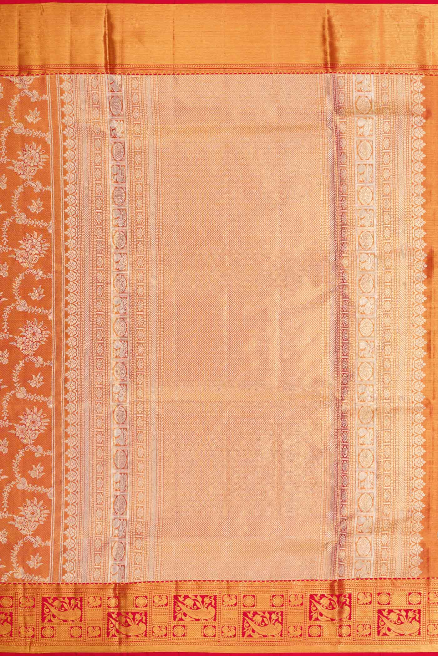 Red Dual Tone Kanjivaram Tissue Silk Saree - Image 7