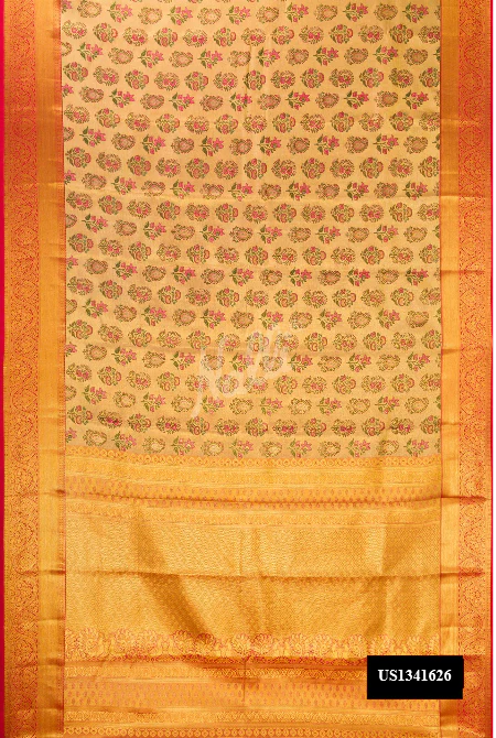 Red Dual Tone Kanchipuram Tissue Silk Saree