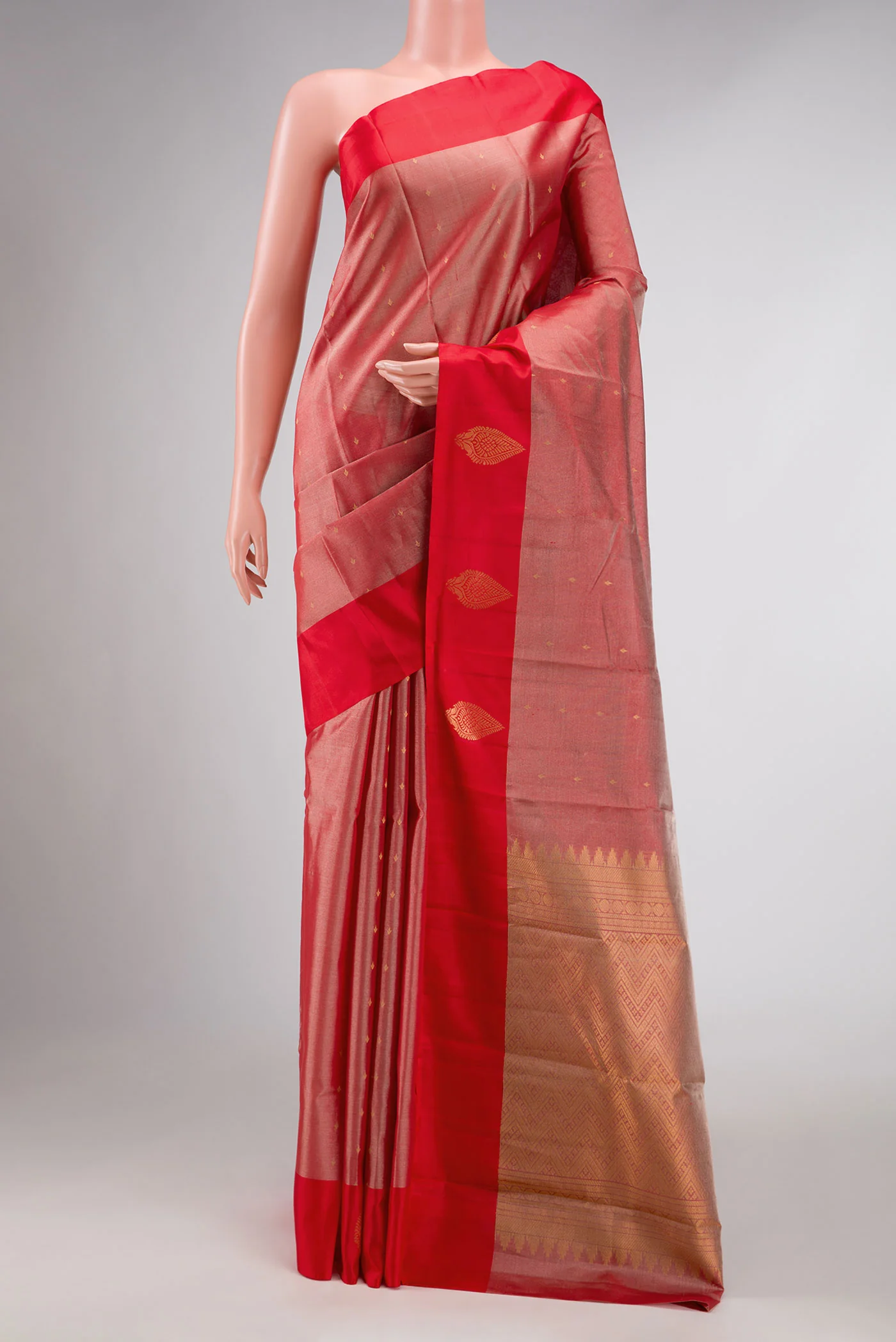 Red Dual Tone Kanchipuram Tissue Silk Saree