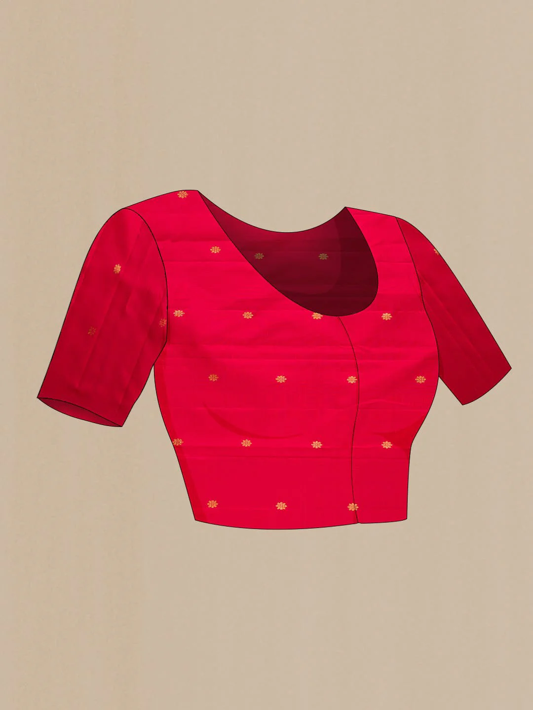 Red Dual Tone Kanchipuram Tissue Silk Saree - Image 7