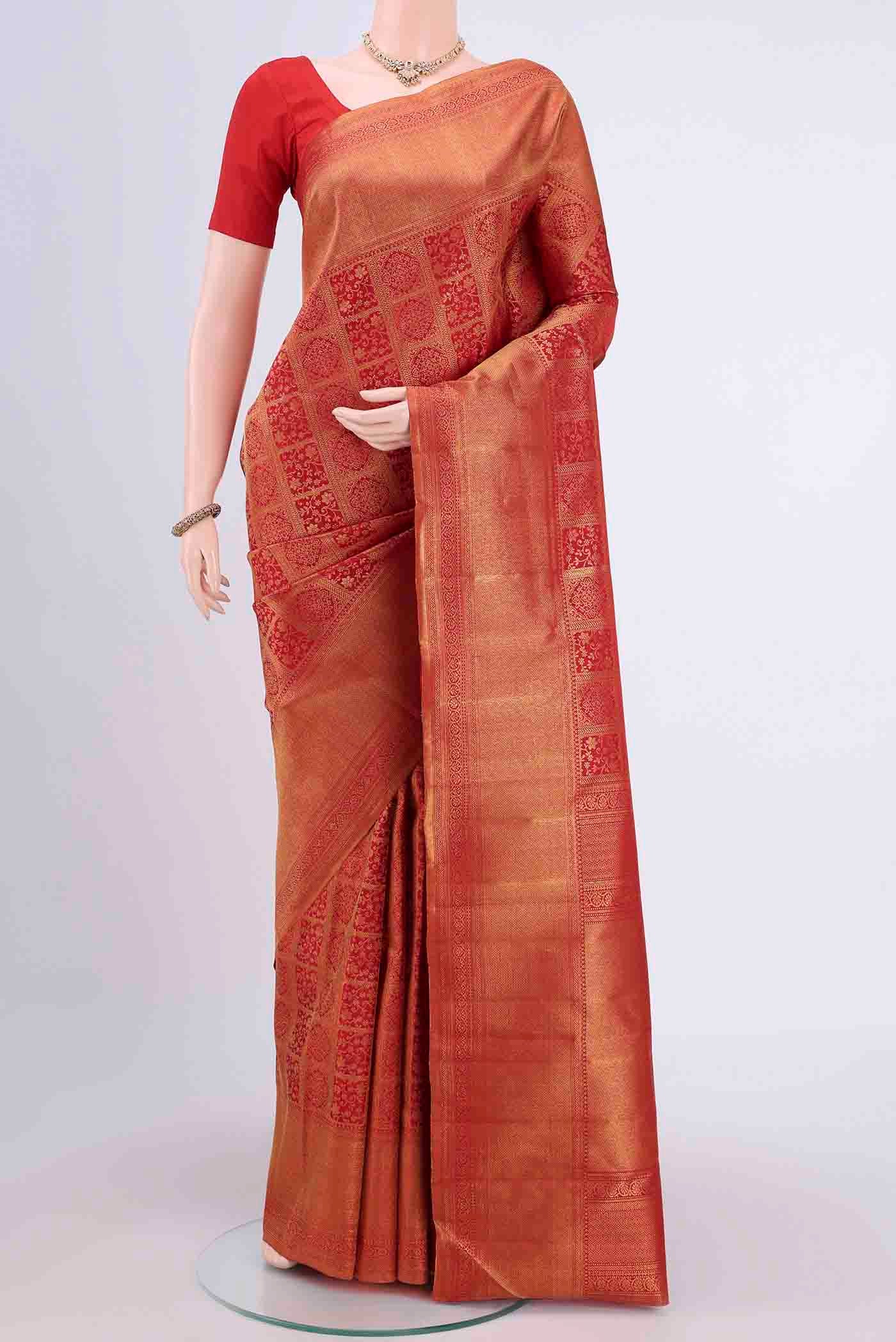 Red Dual Tone Kanjivaram Saree