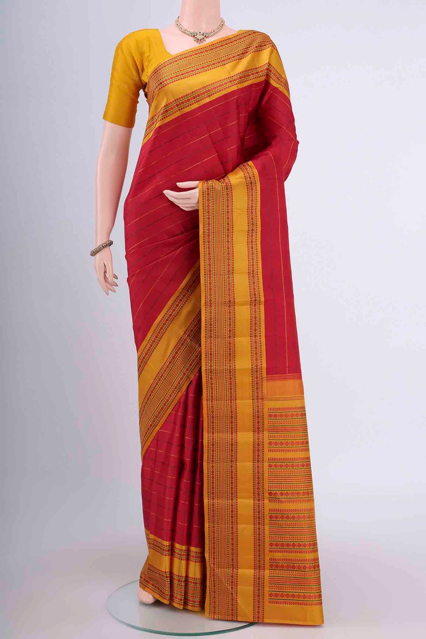 Red Dual Tone Kanjivaram Saree