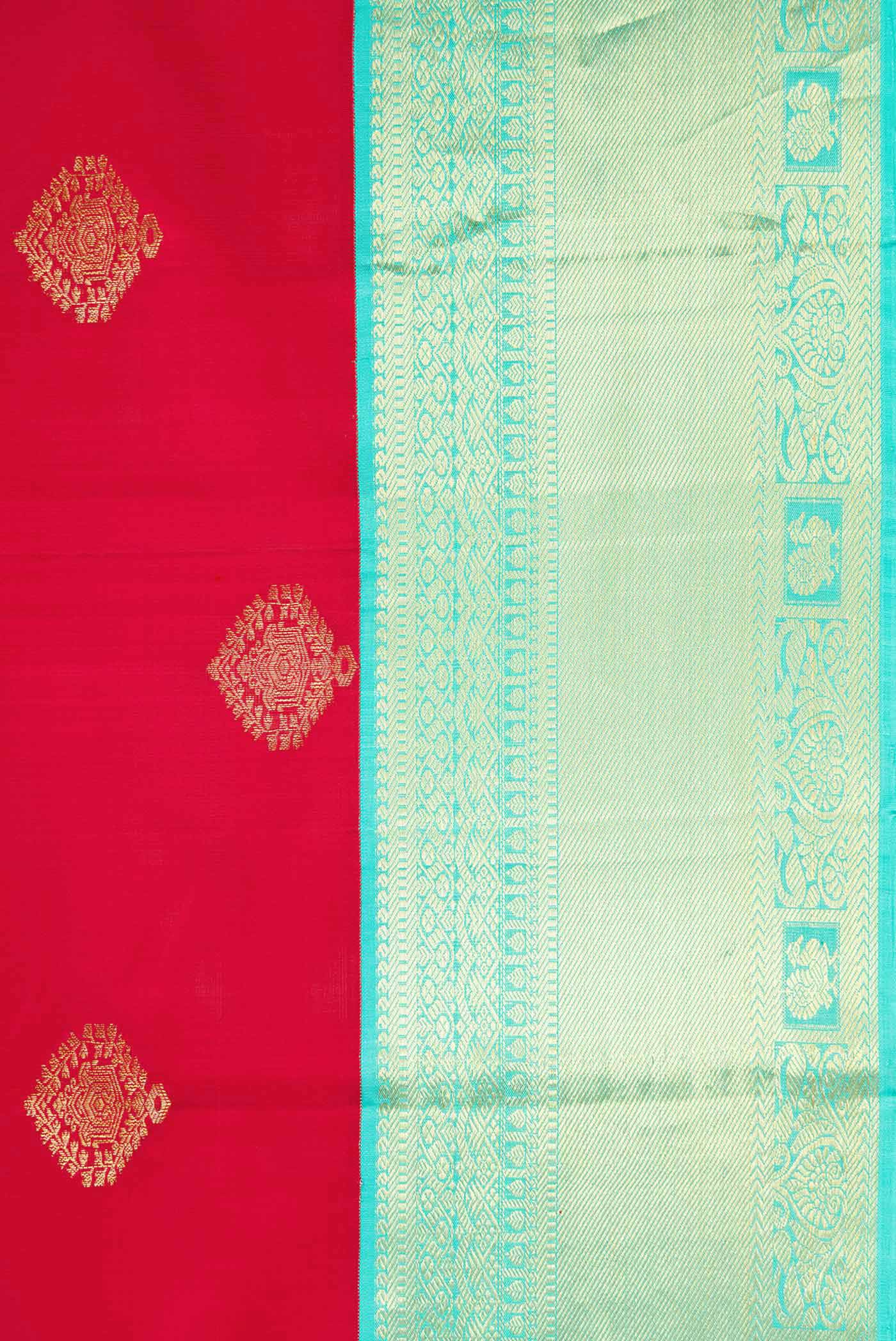 Red Dual Tone Kanjivaram Silk Saree - Image 3