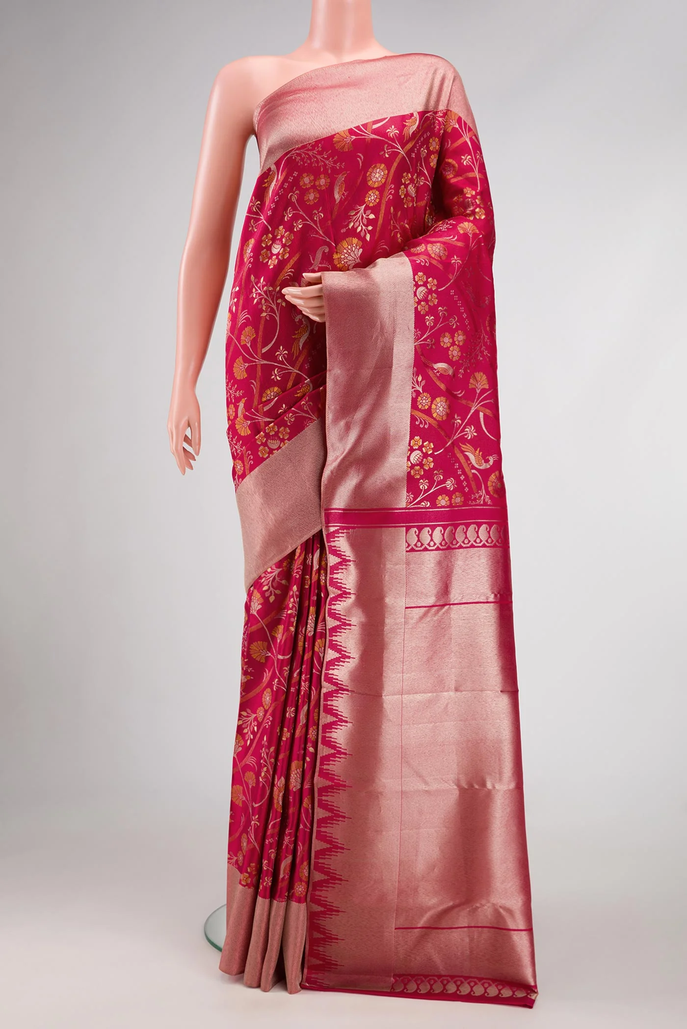 Dark Pink Kanjivaram Silk Saree