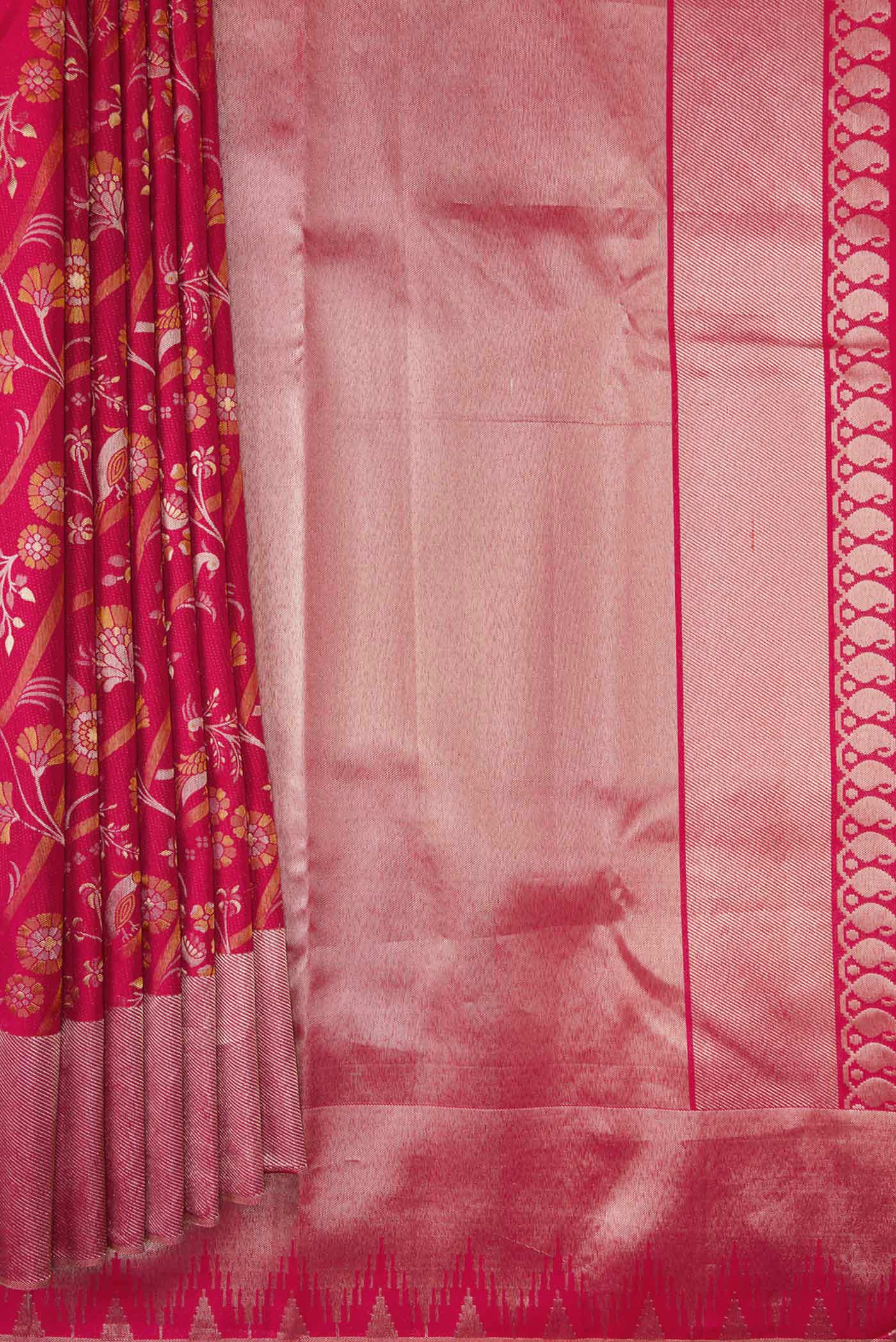 Dark Pink Kanjivaram Silk Saree - Image 4