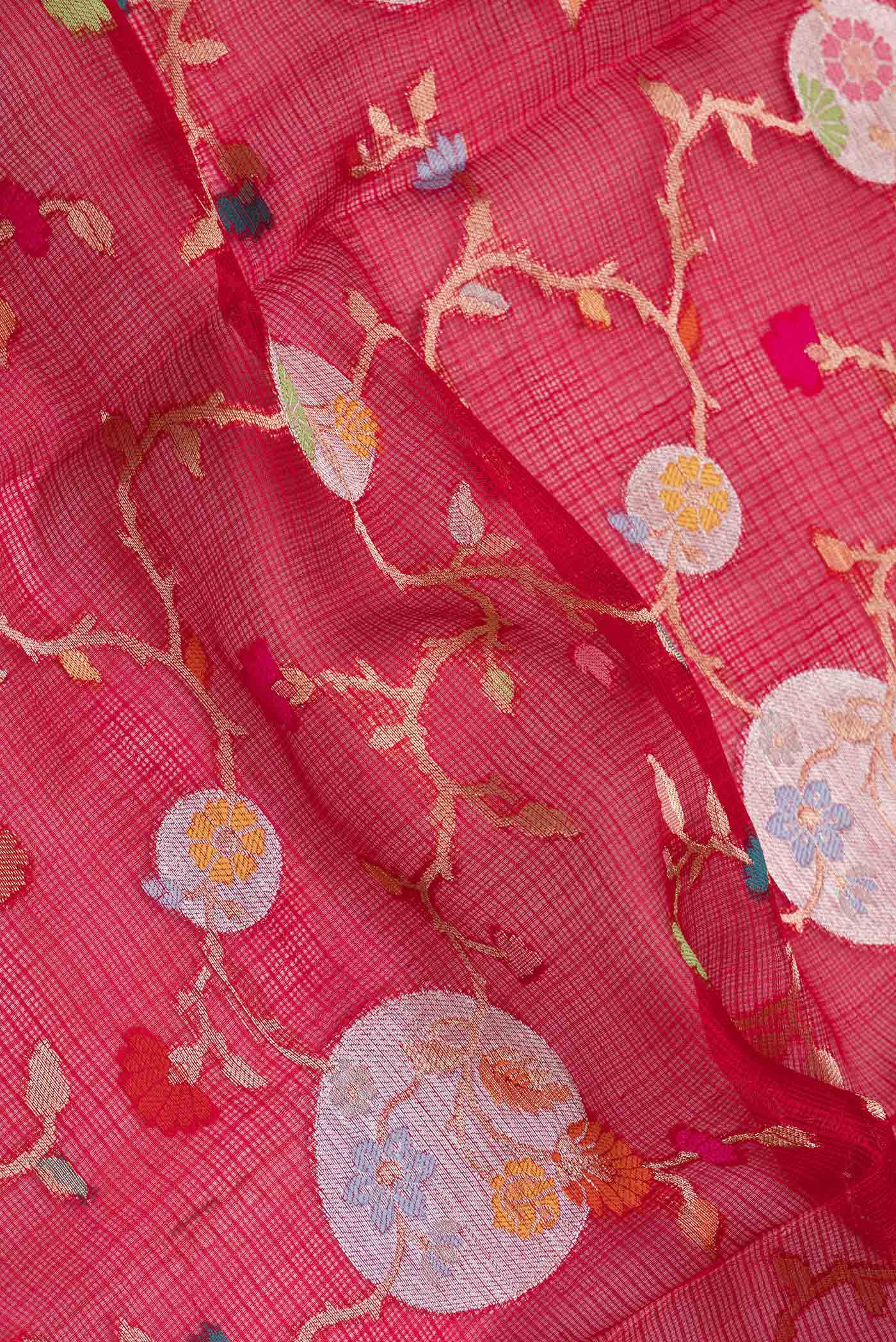 Red Dual Tone Kota Silk Saree - Image 2