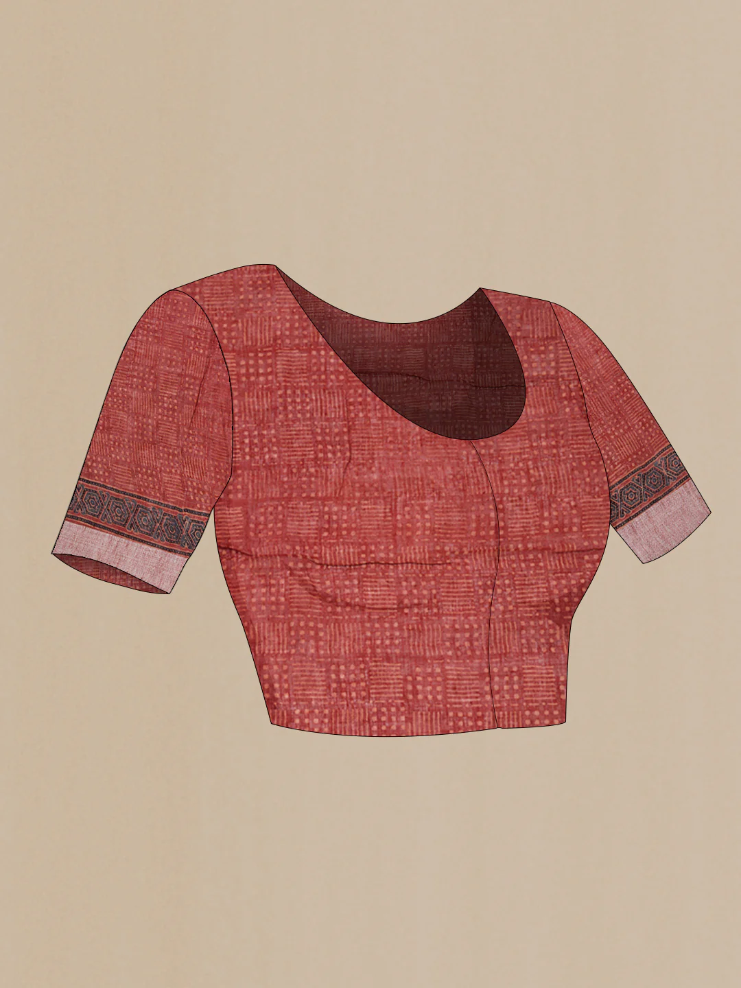 Red Dual Tone Linen Saree - Image 4