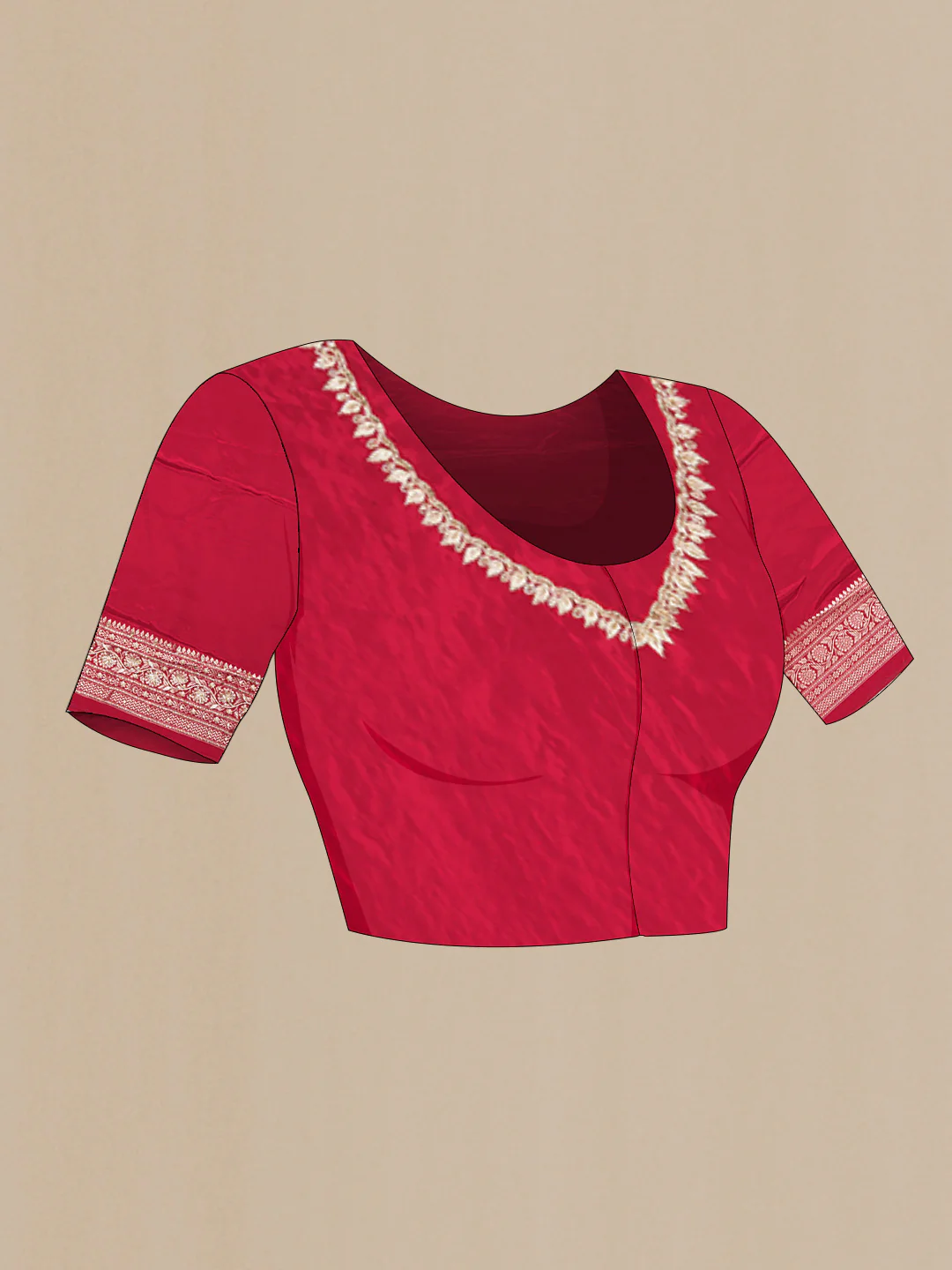 Red Dual Tone Mysore Crepe Saree - Image 5