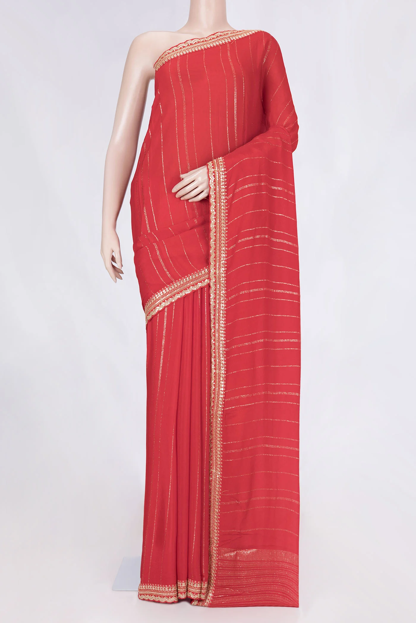 Red Dual Tone Mysore Georgette Saree