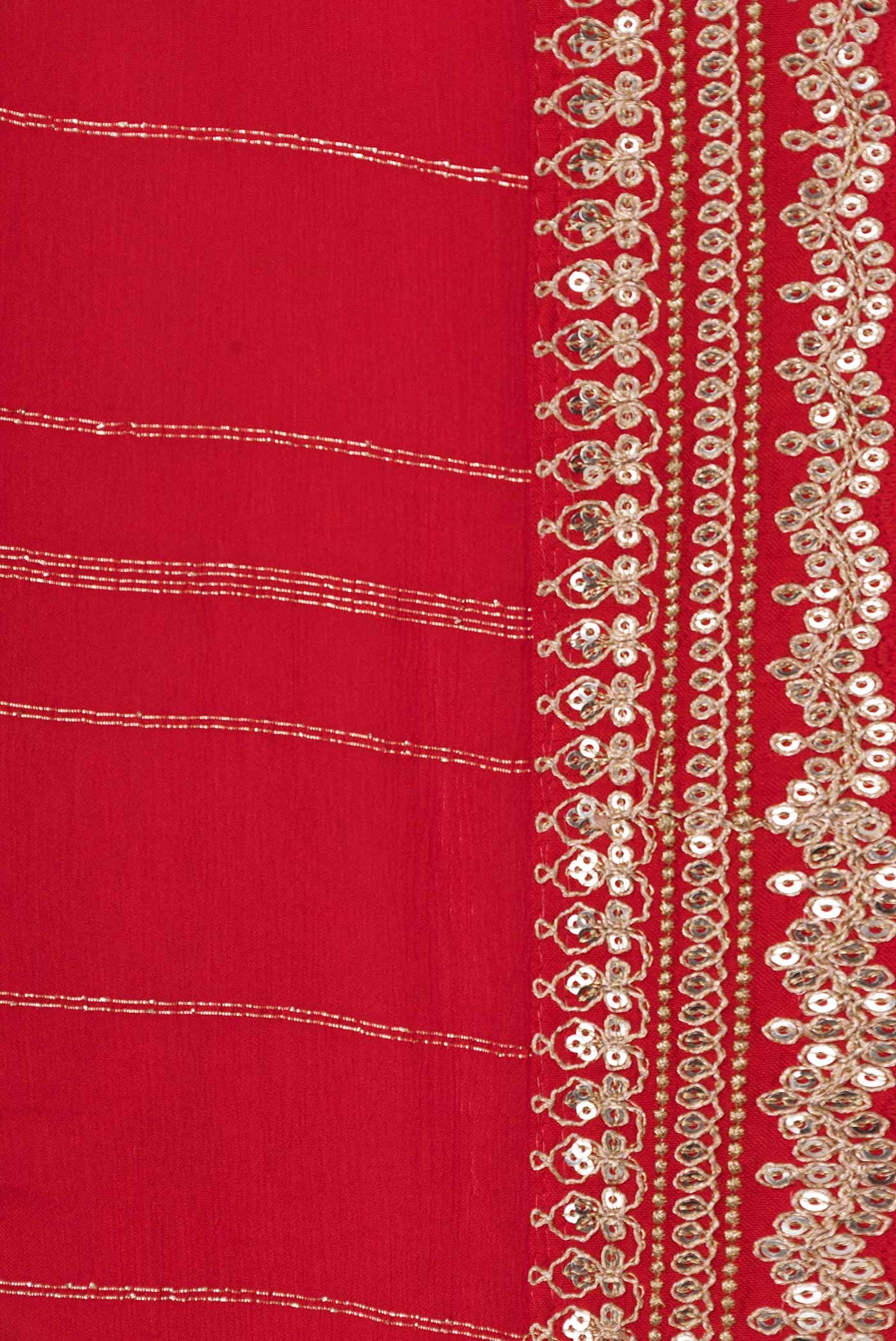 Red Dual Tone Mysore Georgette Saree - Image 3