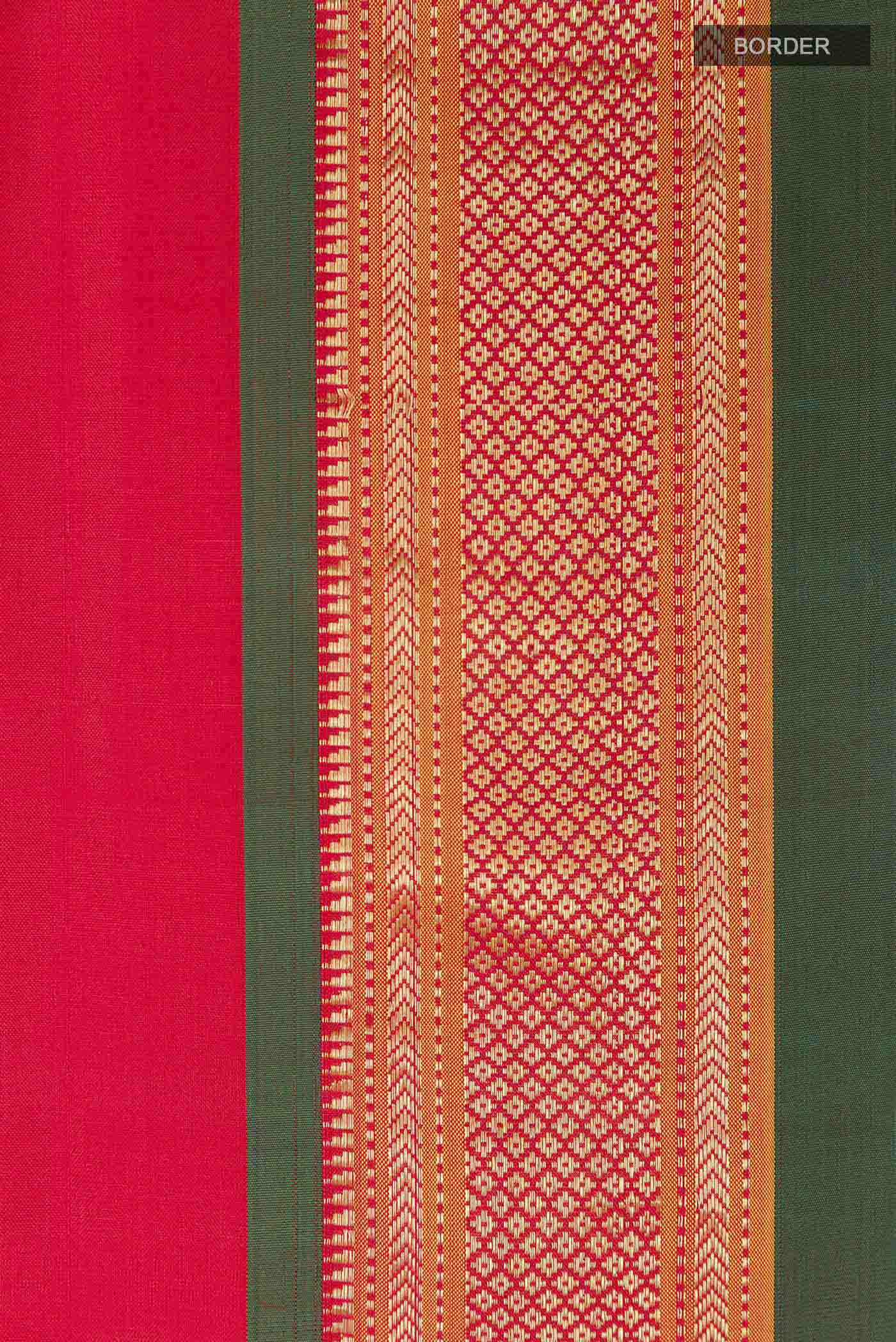 Red Dual Tone Paithani Silk Saree - Image 3