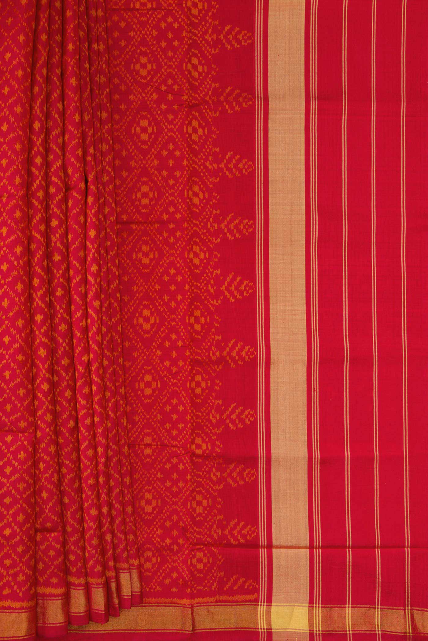 Red Dual Tone Rajkot Patola Silk Saree - Image 4
