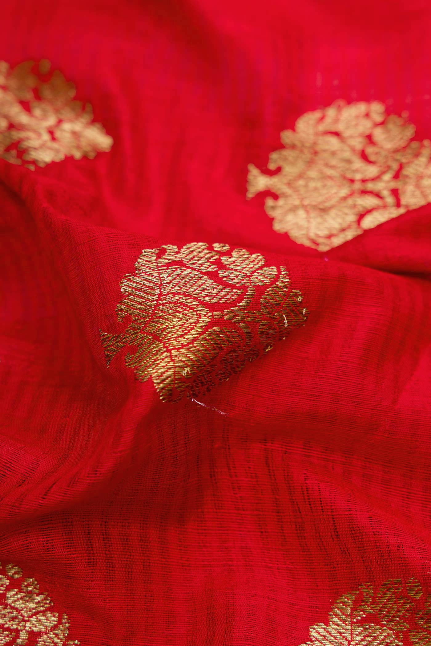 Red Banarasi Tussar Silk Saree - Image 2