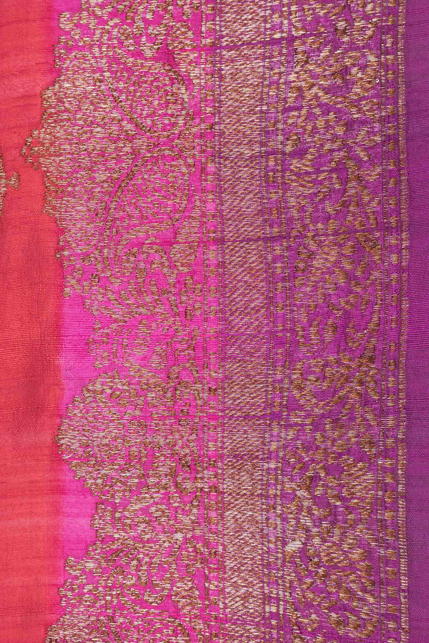 Red Dual Tone Raw Silk Saree - Image 3
