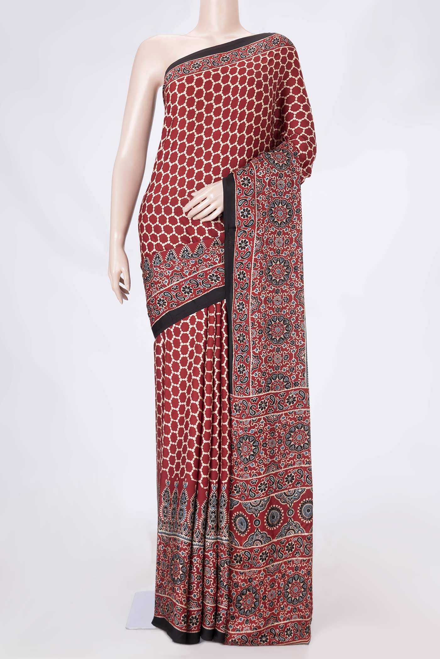 Red Dual Tone Satin Silk Saree