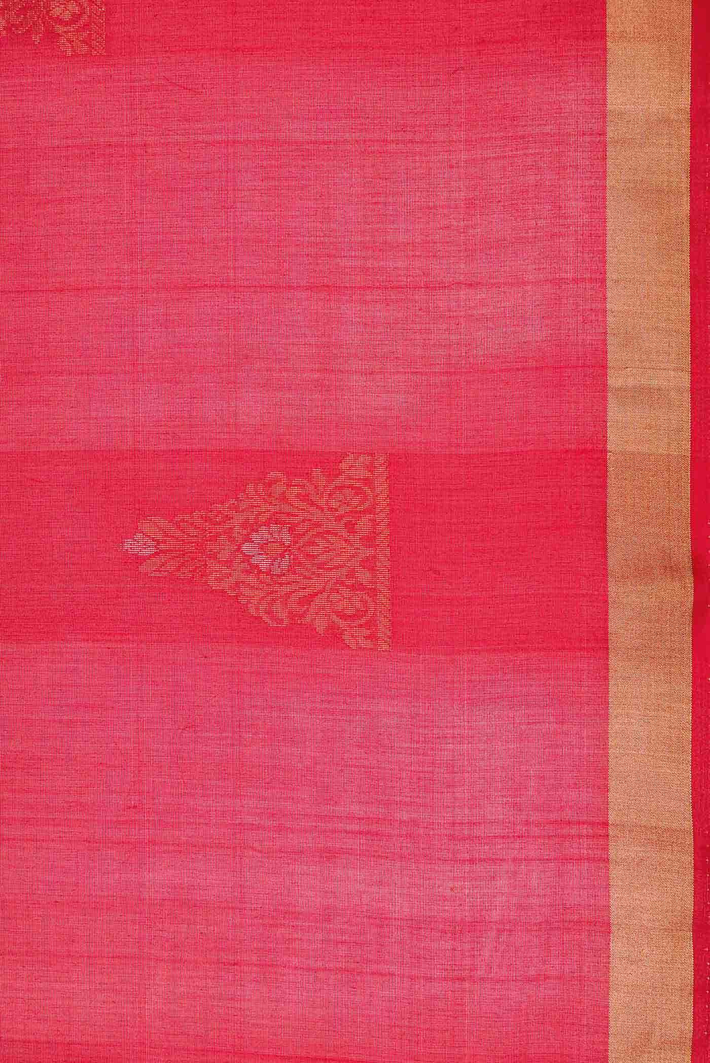 Red Dual Tone Silk Cotton Saree - Image 3