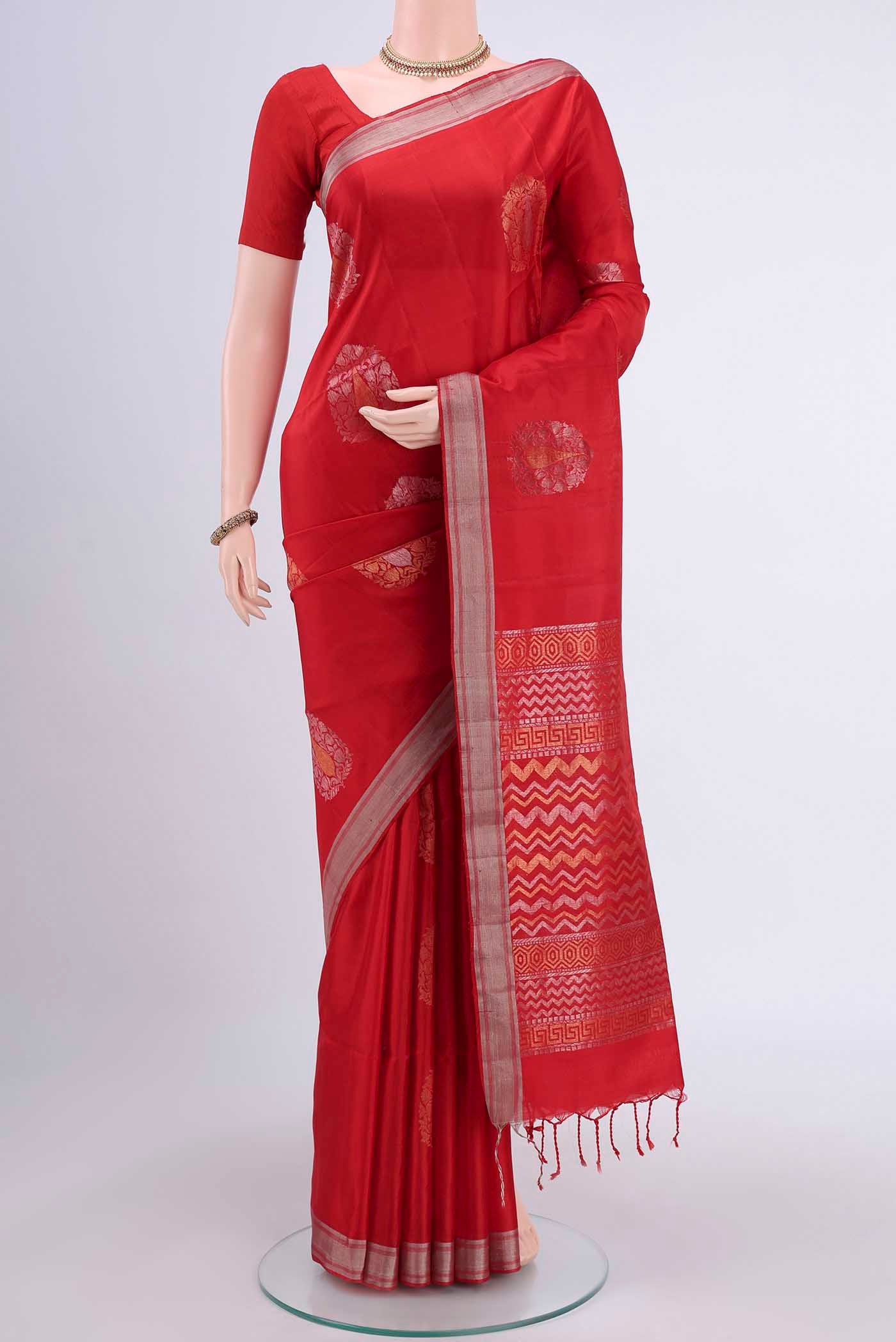 Red Dual Tone Soft Silk Saree