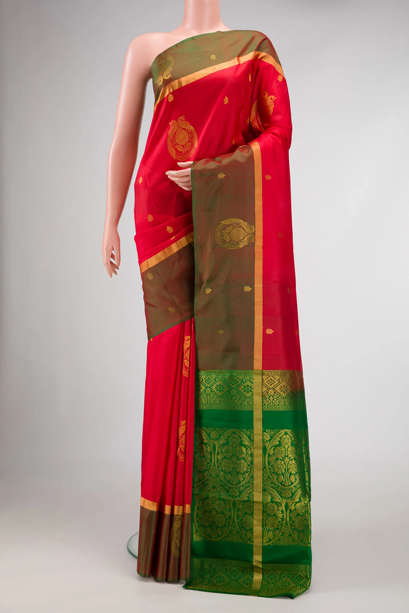 Red with Pink Color Soft Silk Saree