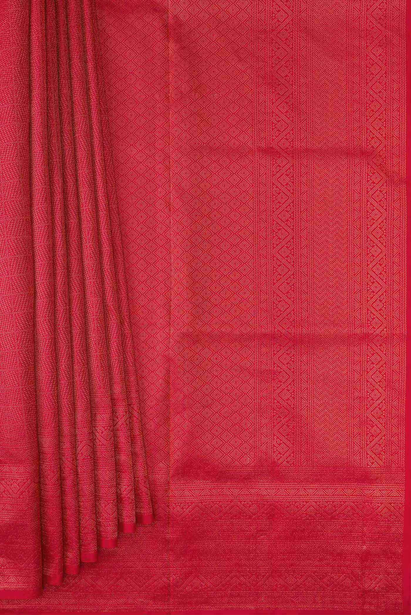 Imperial Red Soft Silk Saree - Image 4