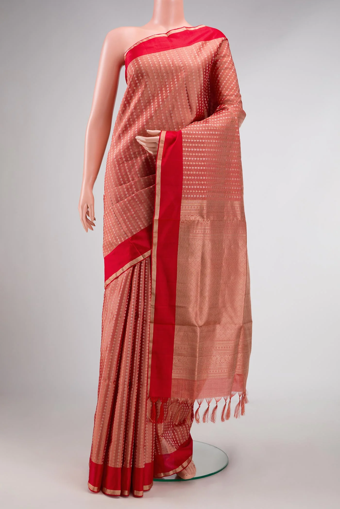 Red Dual Tone Soft Silk Saree