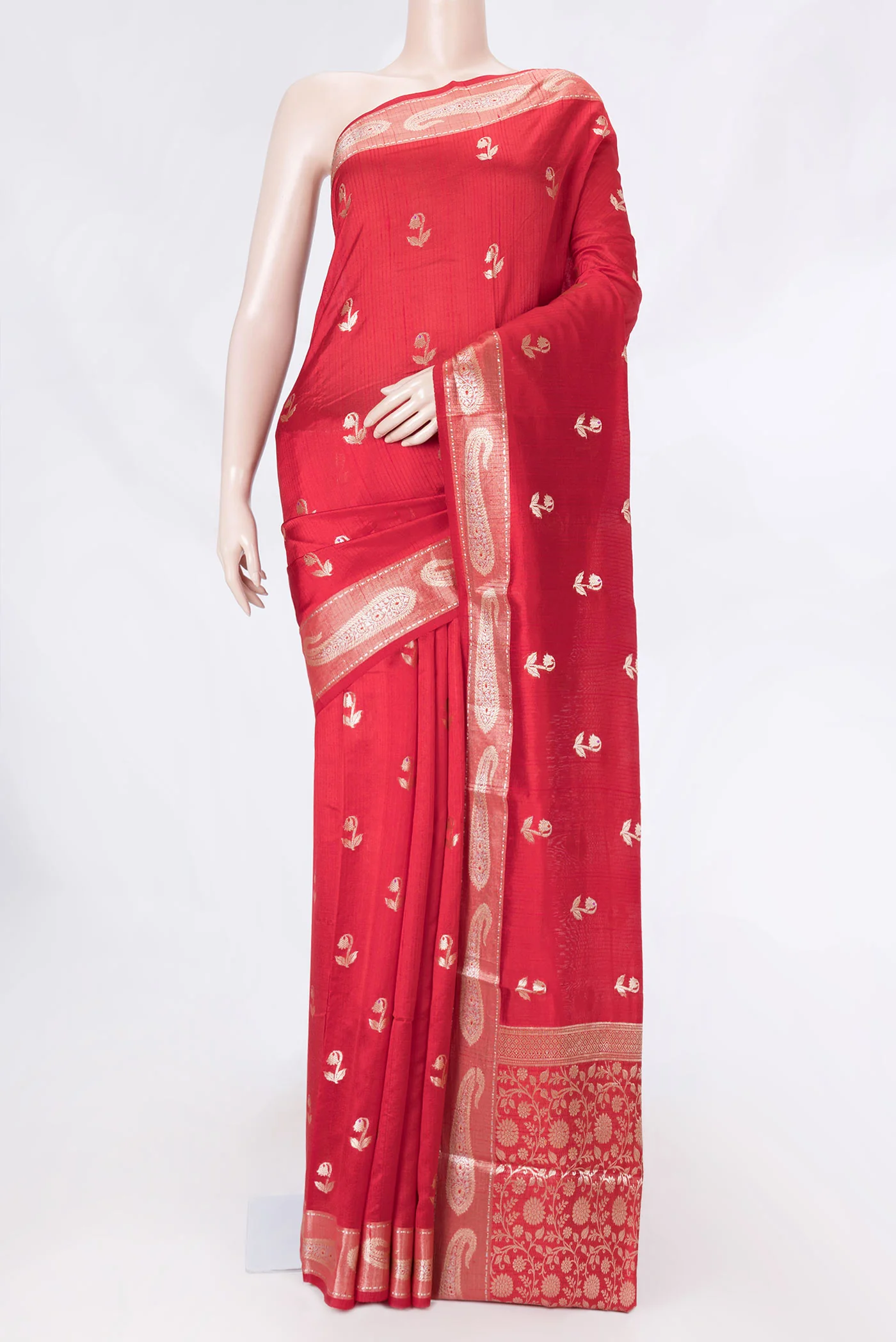 Red Banarasi Raw Silk Saree