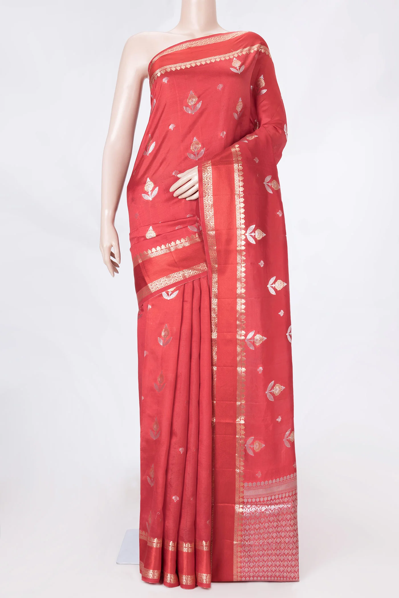 Red Banarasi Raw Silk Saree