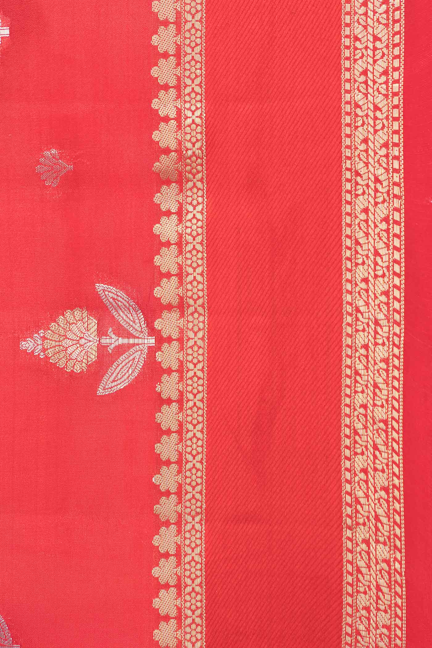 Red Banarasi Raw Silk Saree - Image 3