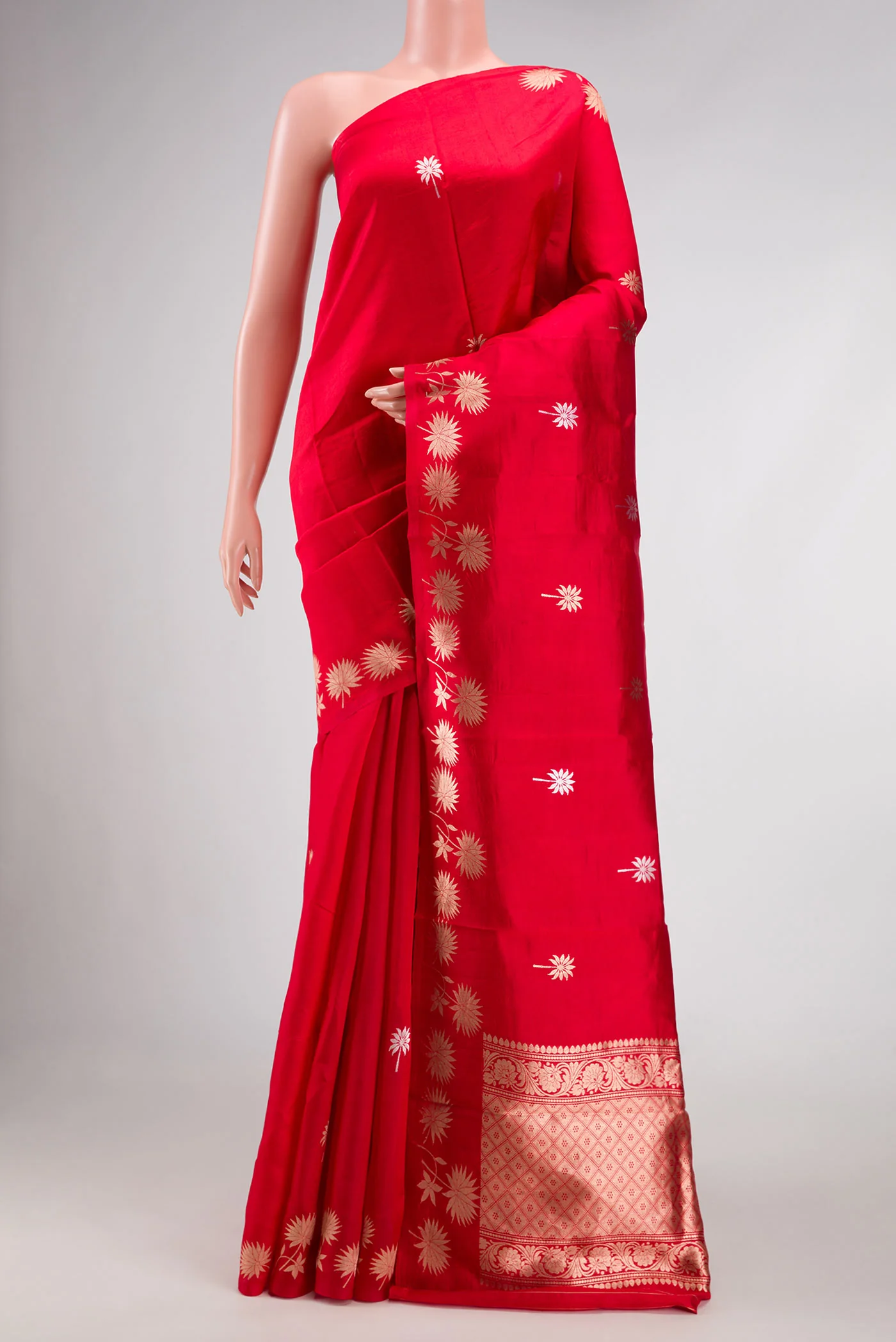 Red Banarasi Katan Silk Saree