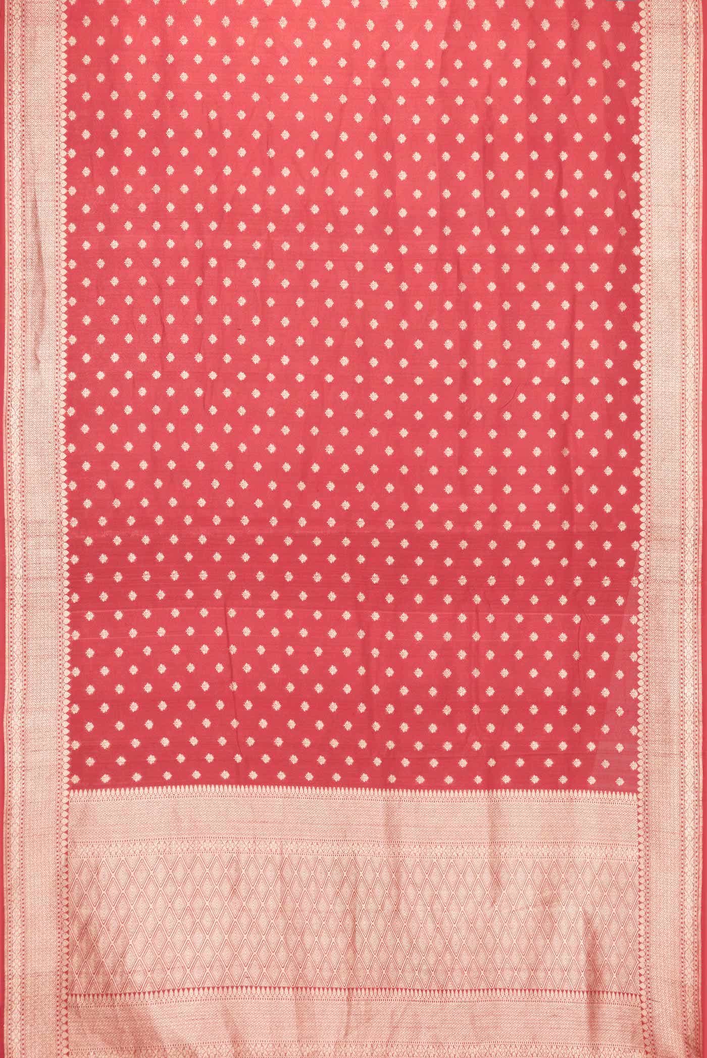 Red Dual Tone Tussar Silk Saree - Image 4