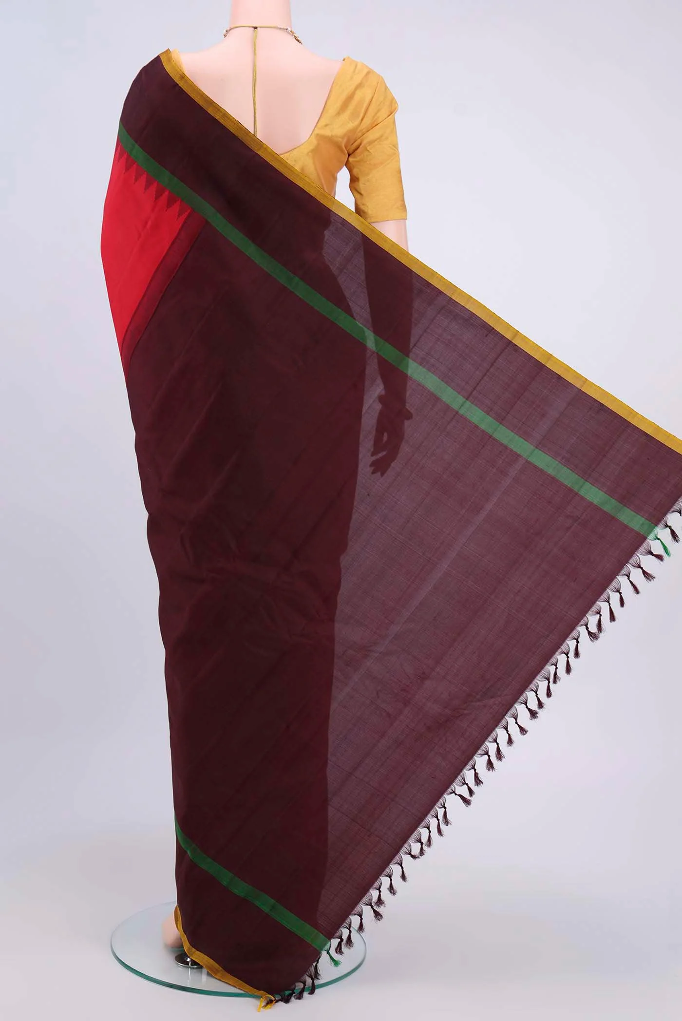 Red Gadwal Silk Saree - Image 3