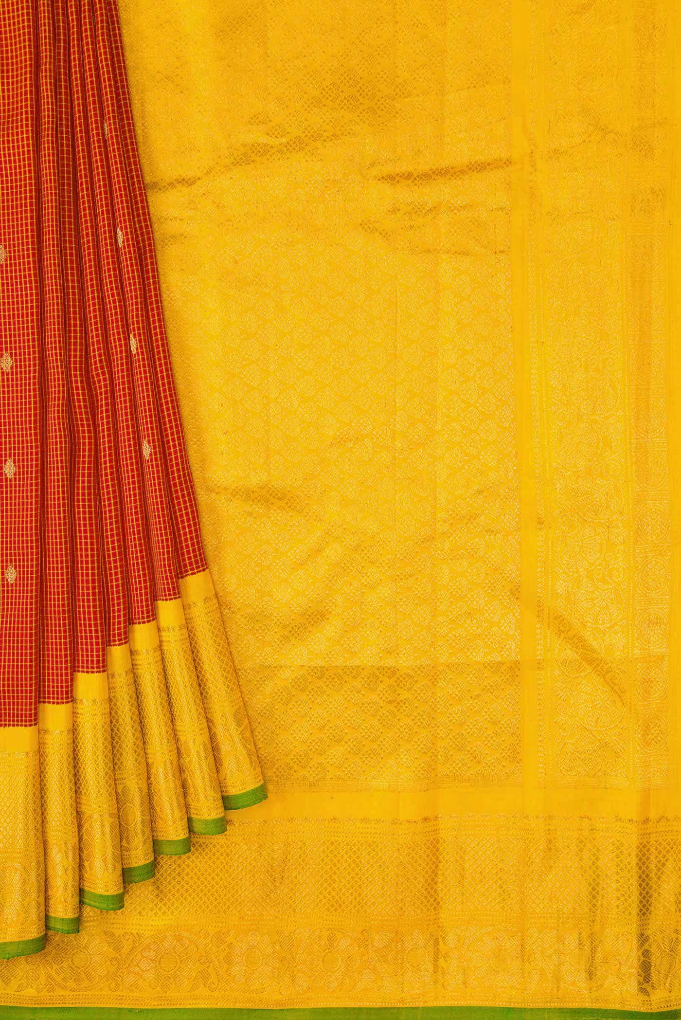 Red Gadwal Silk Saree - Image 2