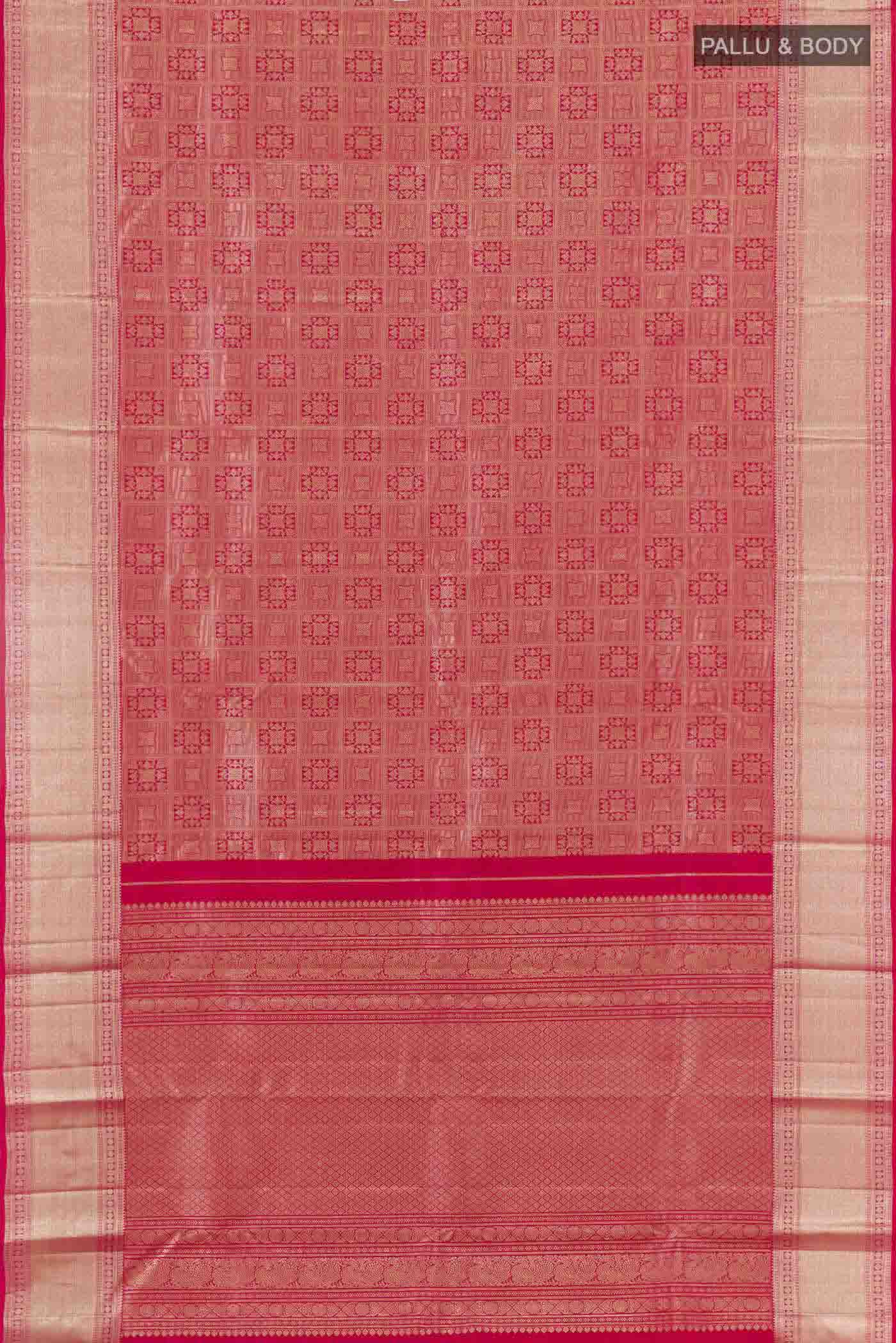Red Kanchipuram Silk Saree - Image 6