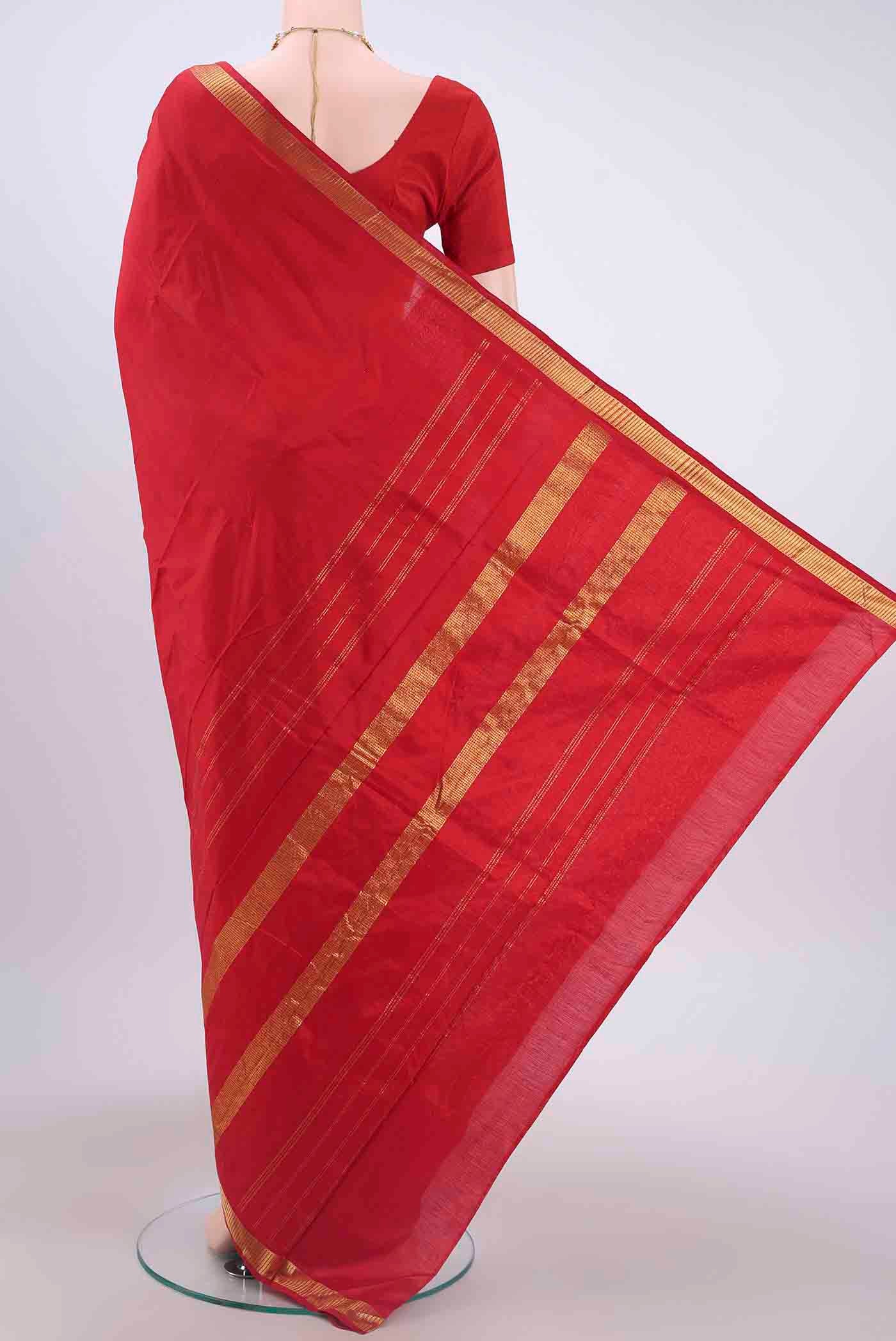Red Kanchipuram Silk Saree - Image 3