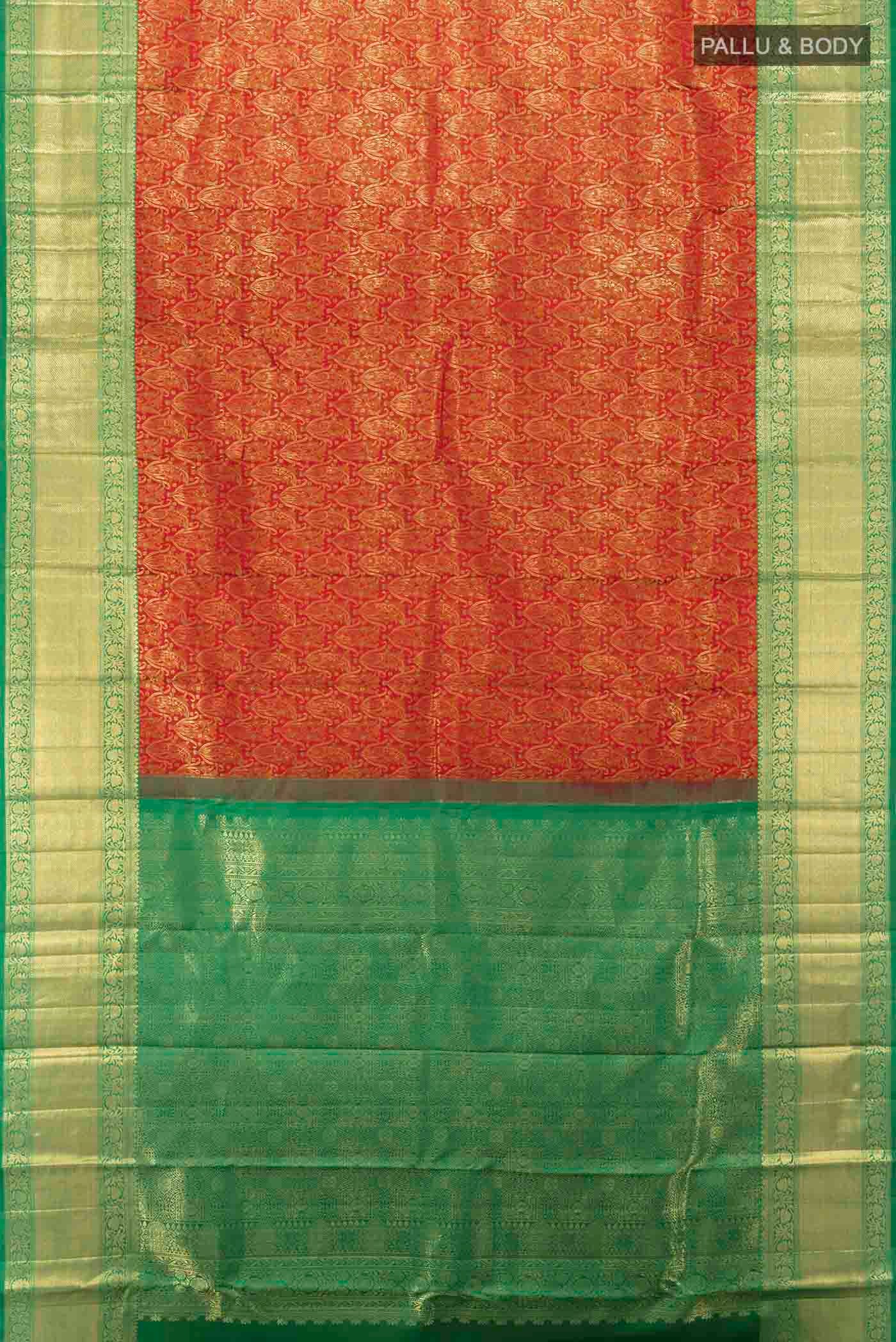 Red Kanchipuram Silk Saree - Image 3