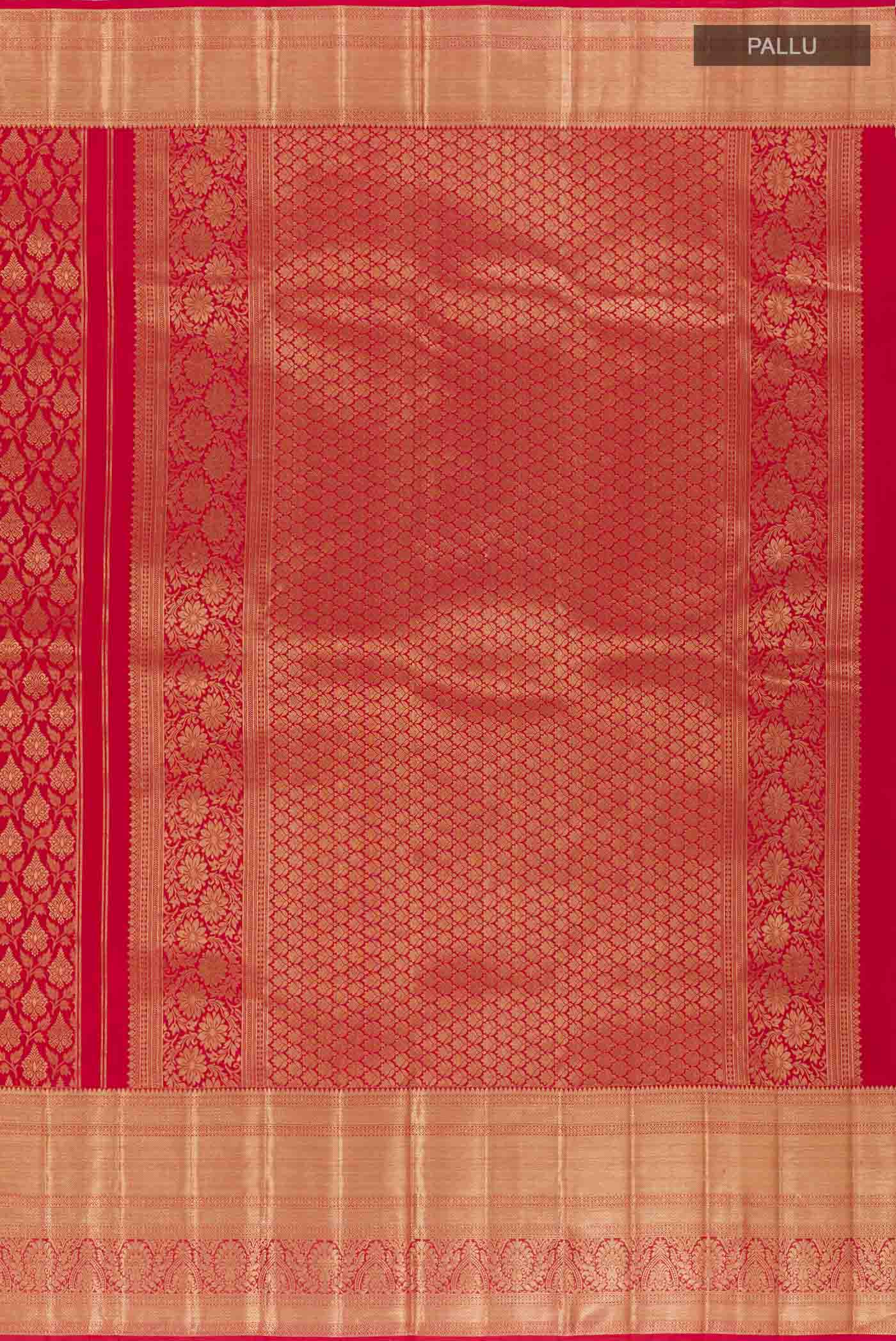 Red Kanchipuram Silk Saree - Image 6
