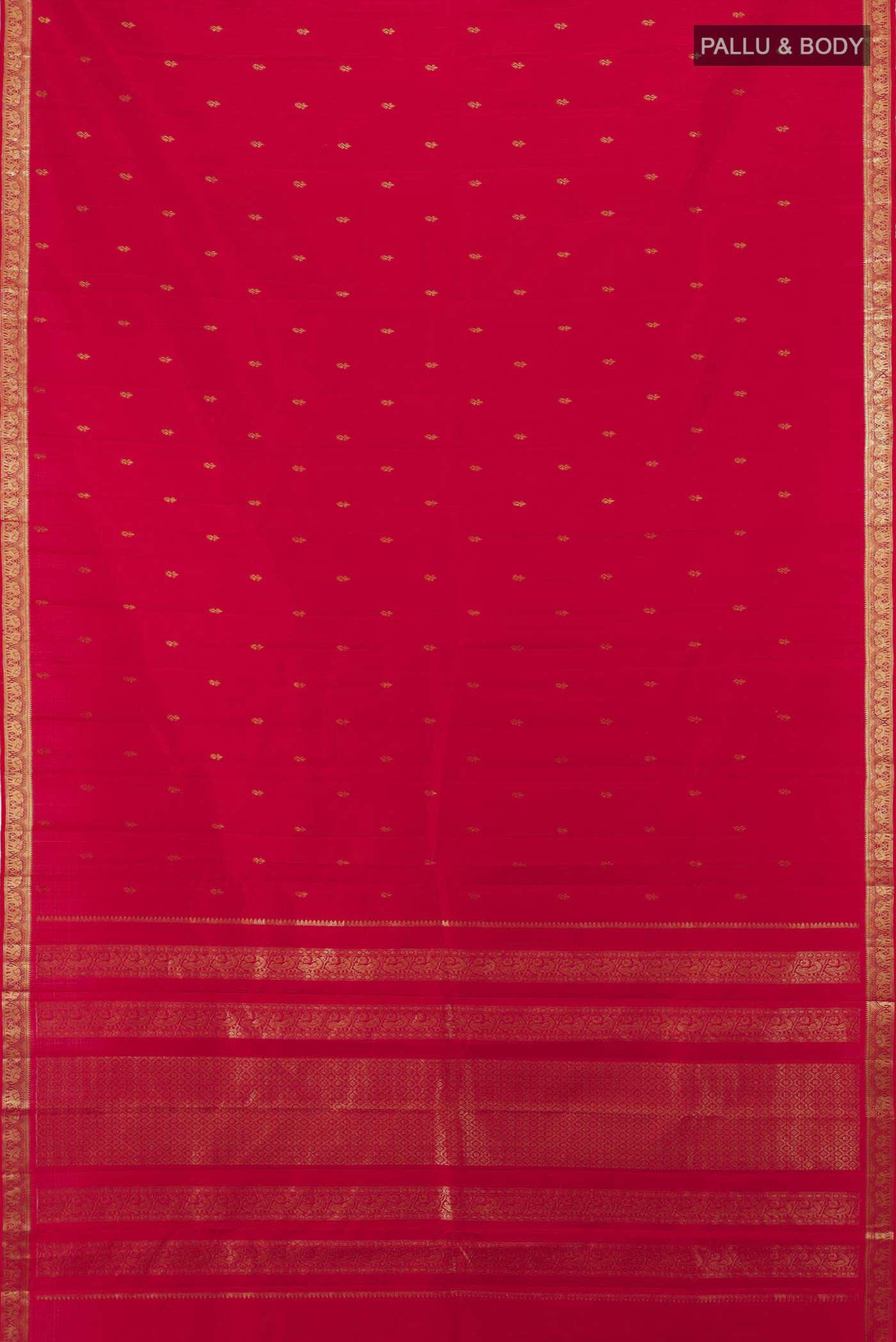 Red Kanchipuram Silk Saree - Image 5