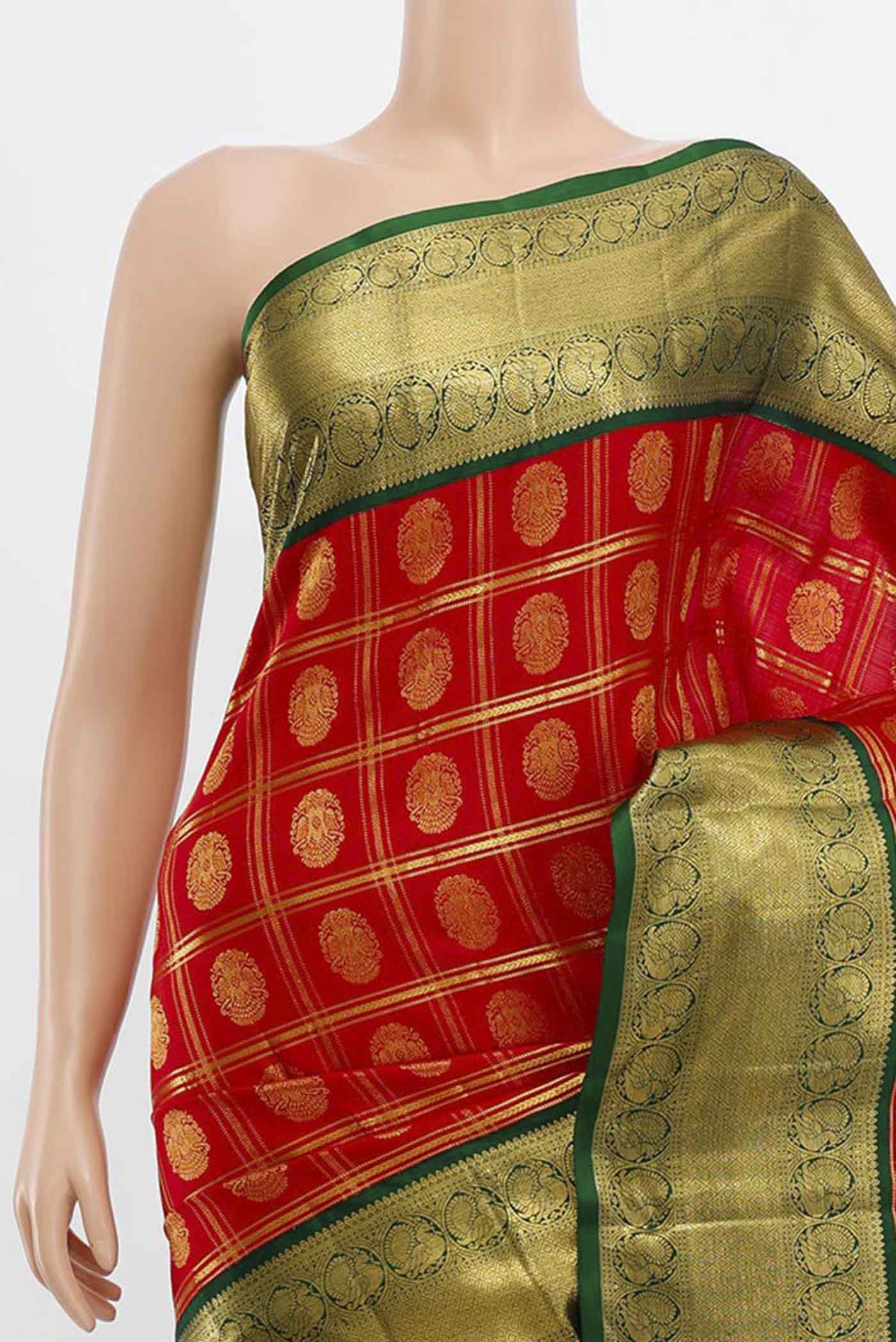 Red Kanchipuram Silk Saree - Image 2