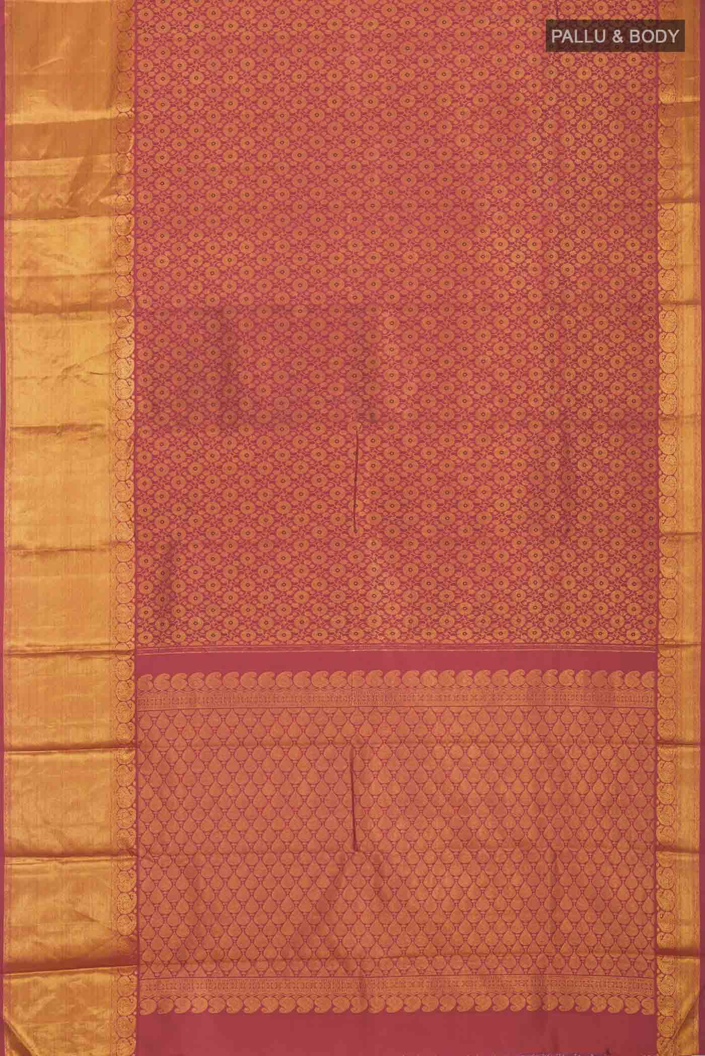 Coral Kanjivaram Silk Saree - Image 6